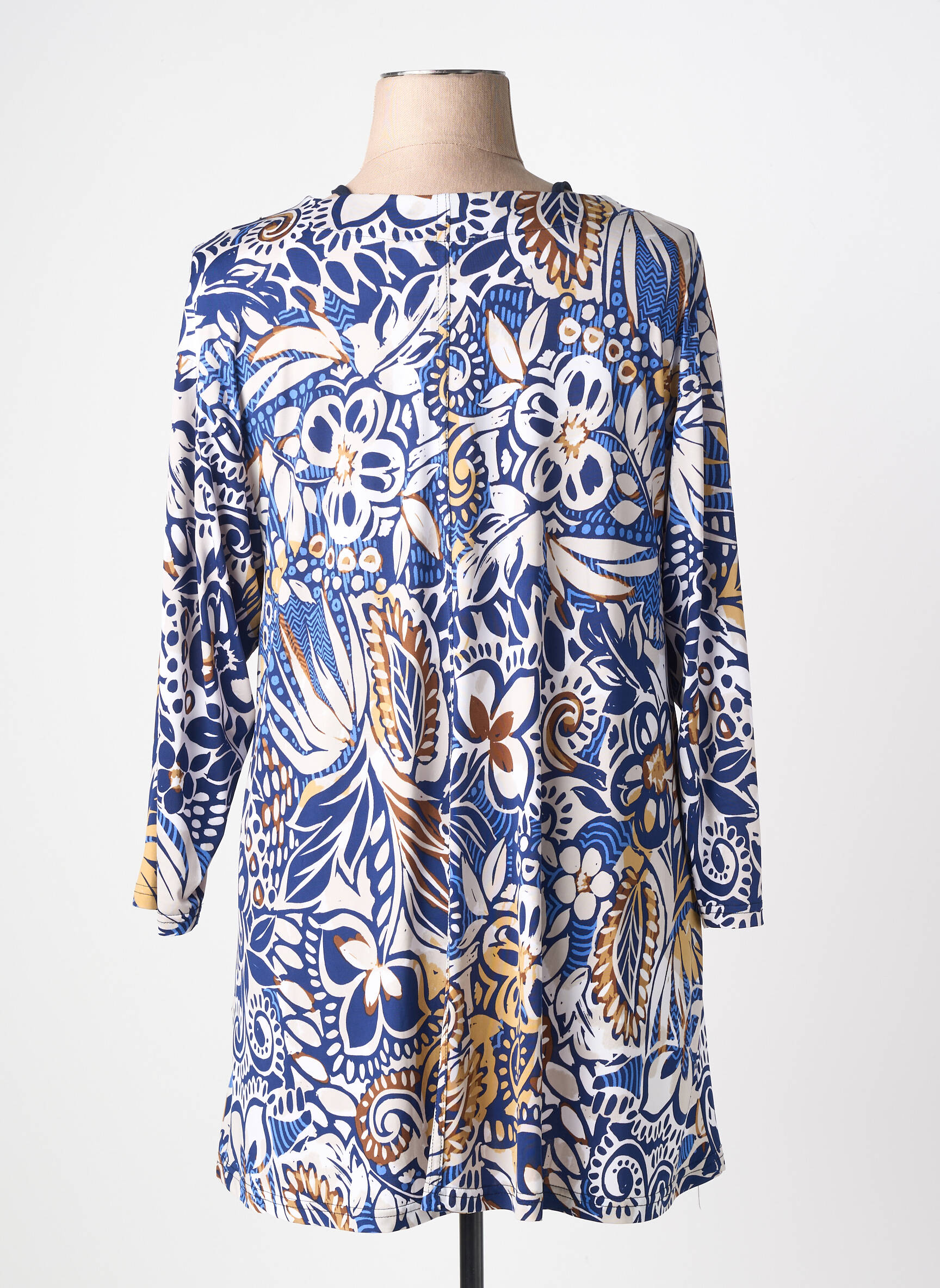 Tunique manches longues imprimé fantaisie bleu KYZAA femme