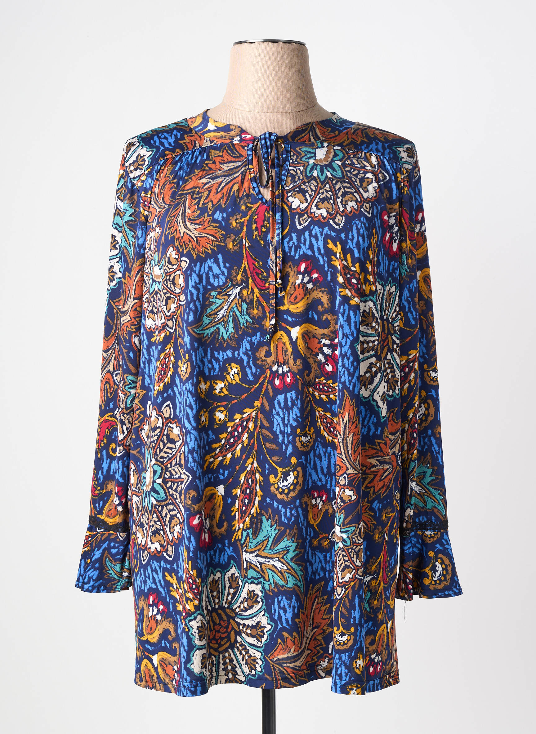 Top stretch manches longues bleu KYZAA femme