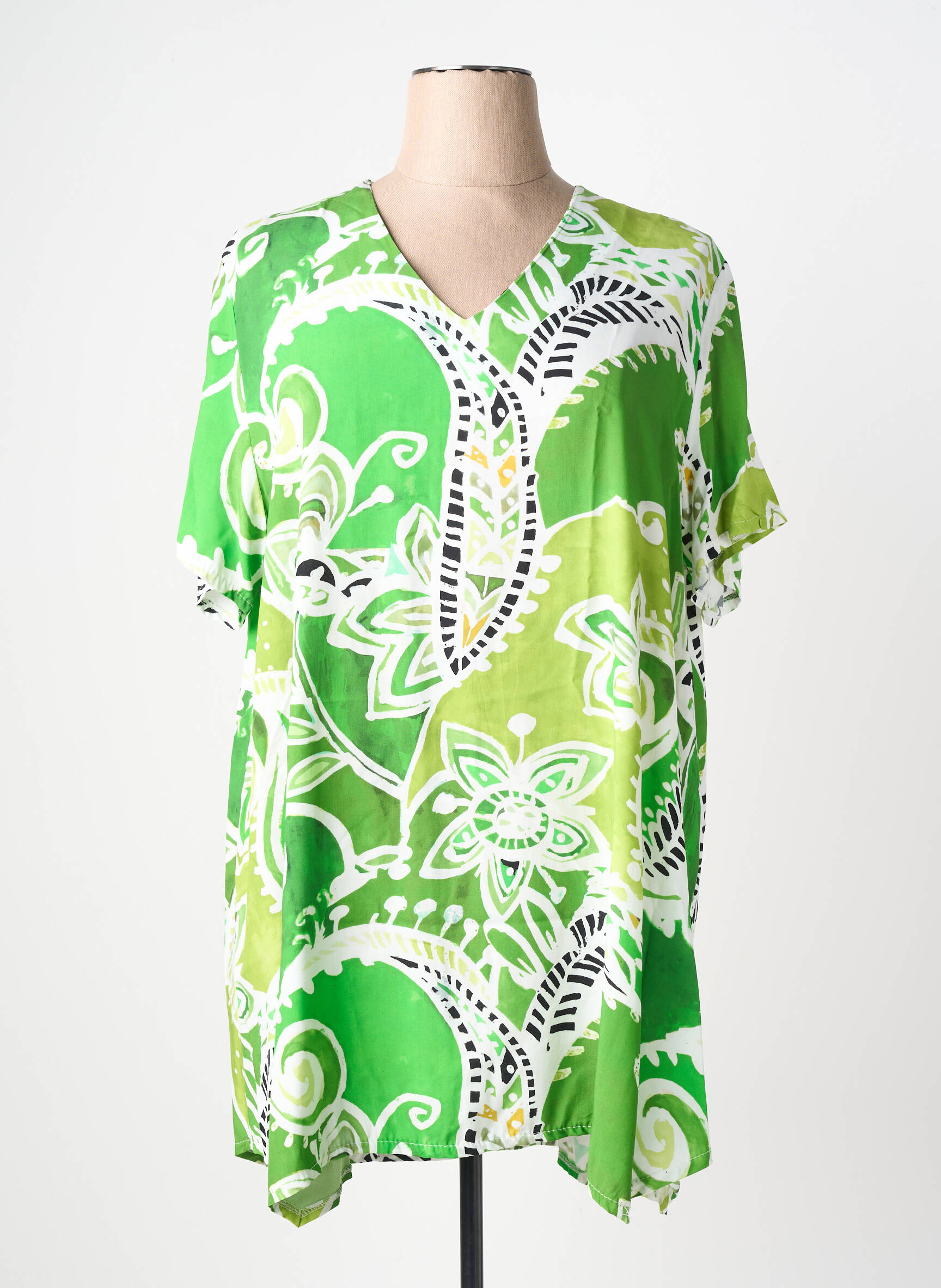 Tunique manches courtes coupe fluide vert KYZAA femme