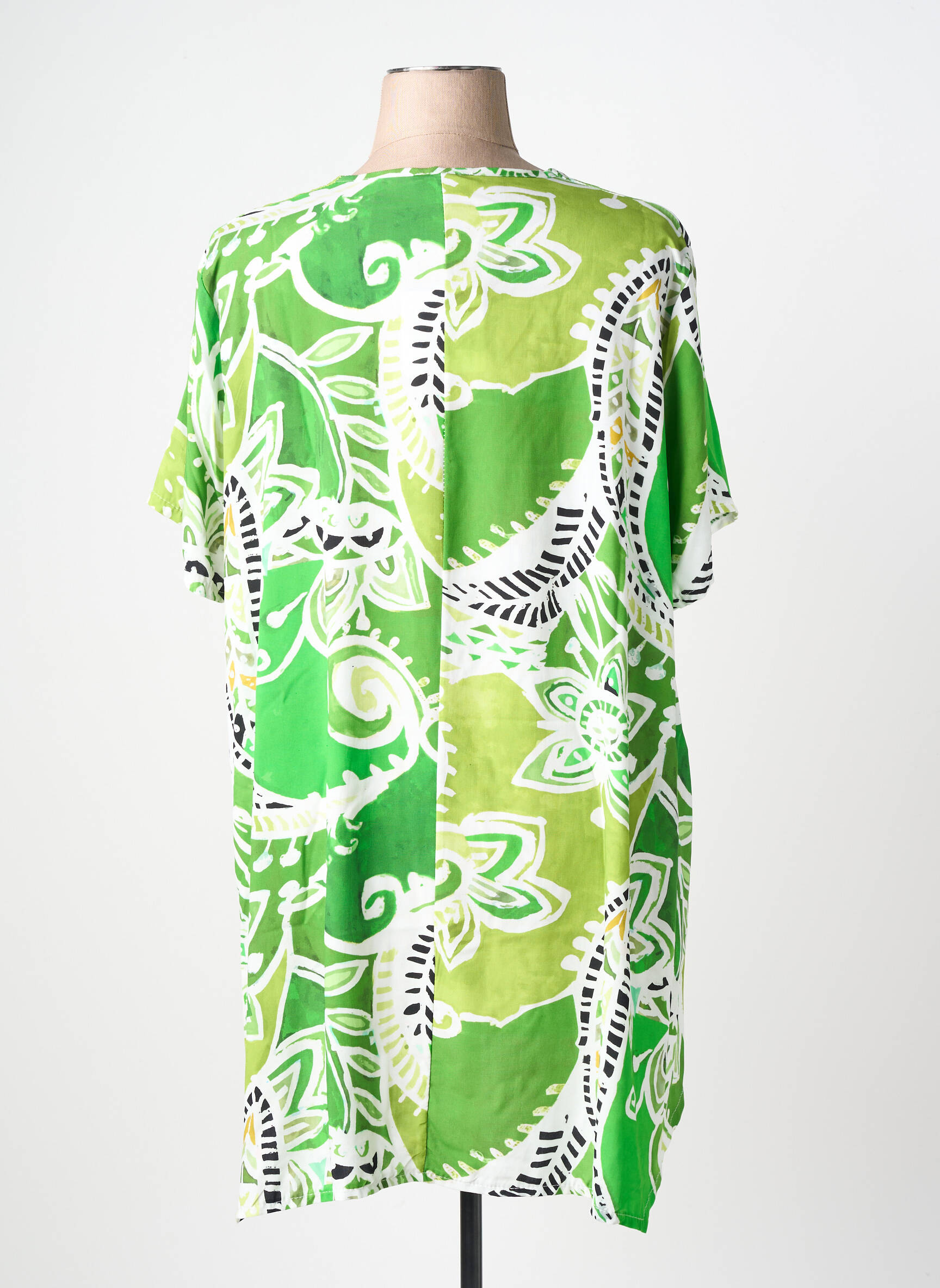 Tunique manches courtes coupe fluide vert KYZAA femme