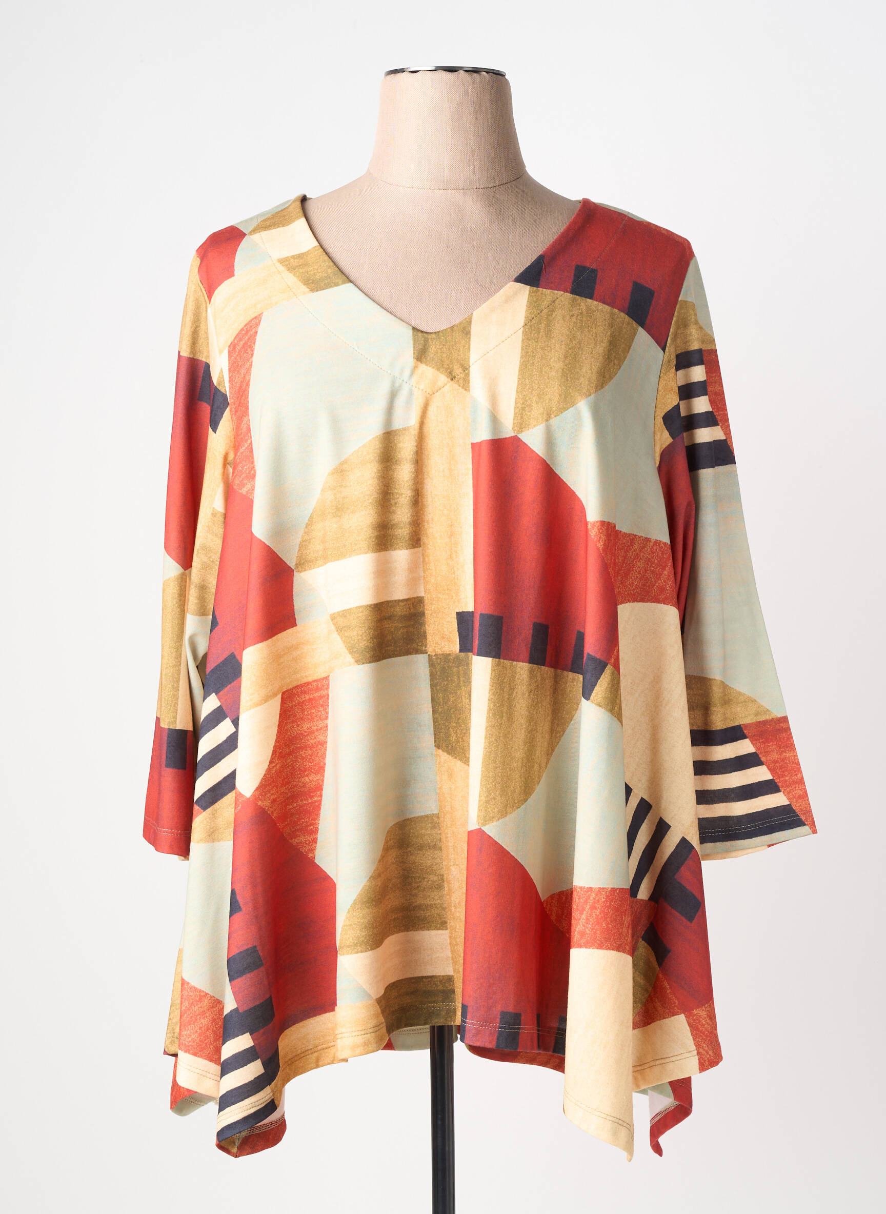 Tunique manches longues imprimé fantaisie orange KYZAA femme