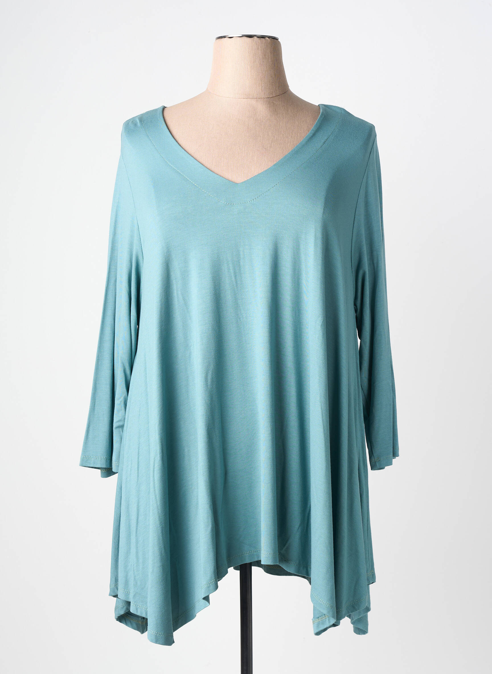 Tunique manches longues col v bleu KYZAA femme