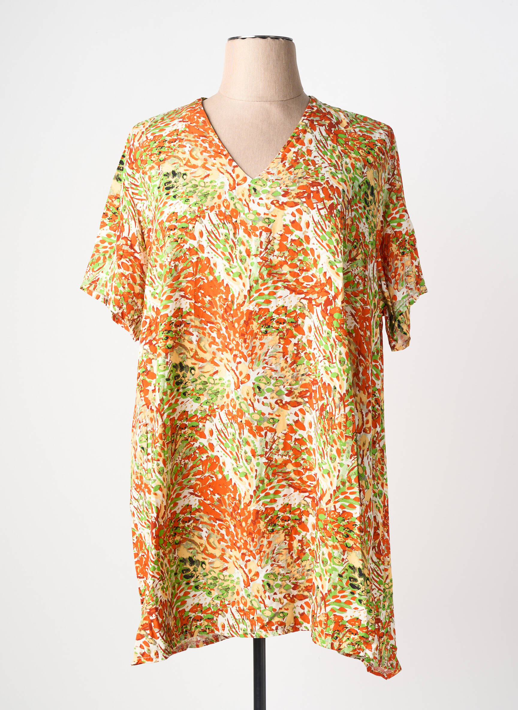 Tunique manches courtes coupe fluide orange KYZAA femme