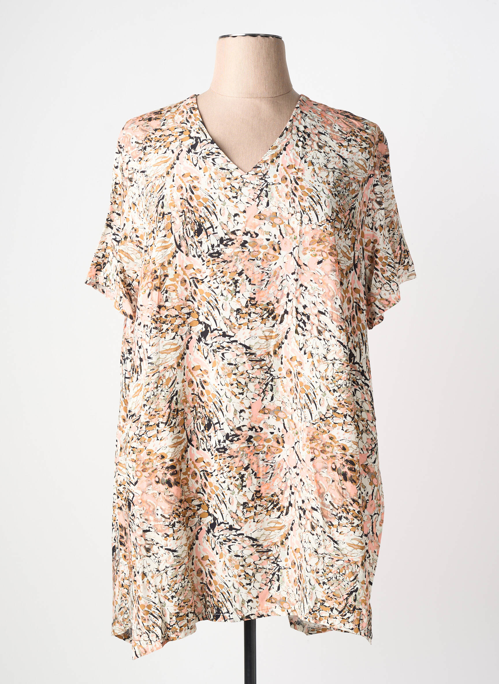 Tunique manches courtes coupe fluide beige KYZAA femme