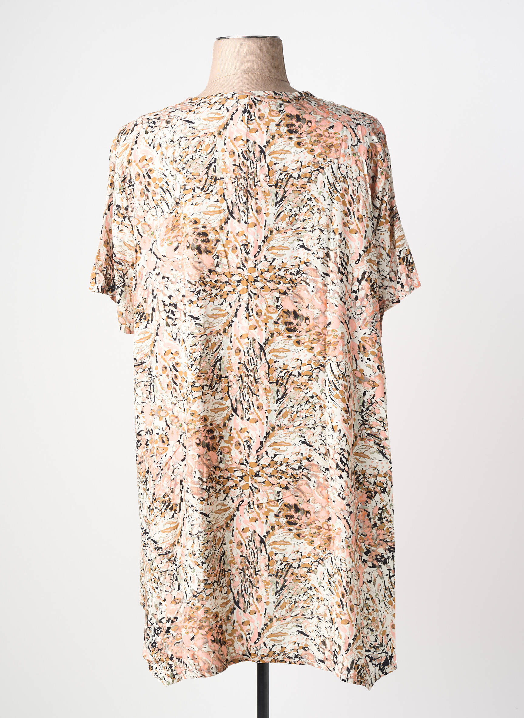 Tunique manches courtes coupe fluide beige KYZAA femme