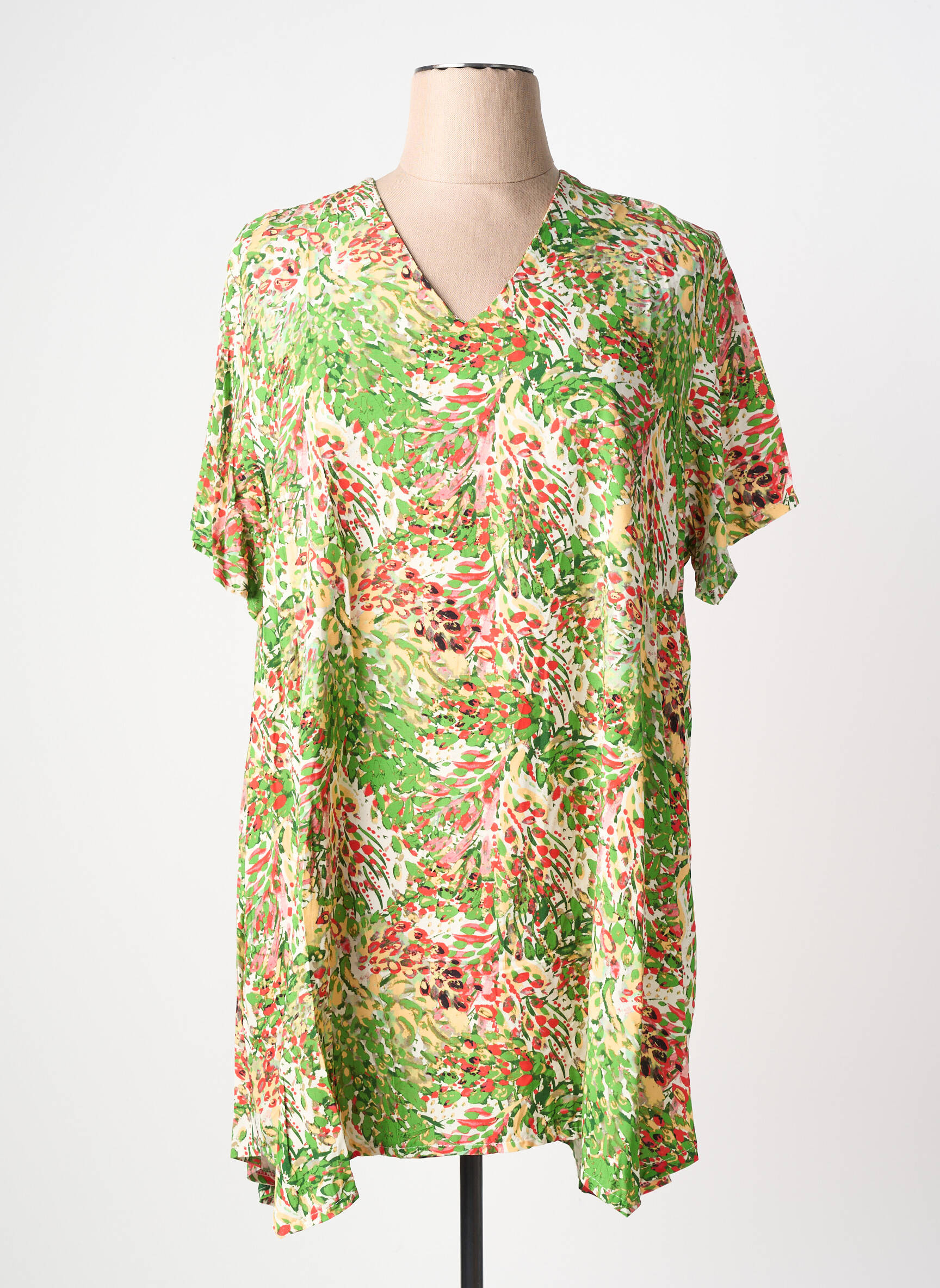 Tunique manches courtes coupe fluide vert KYZAA femme