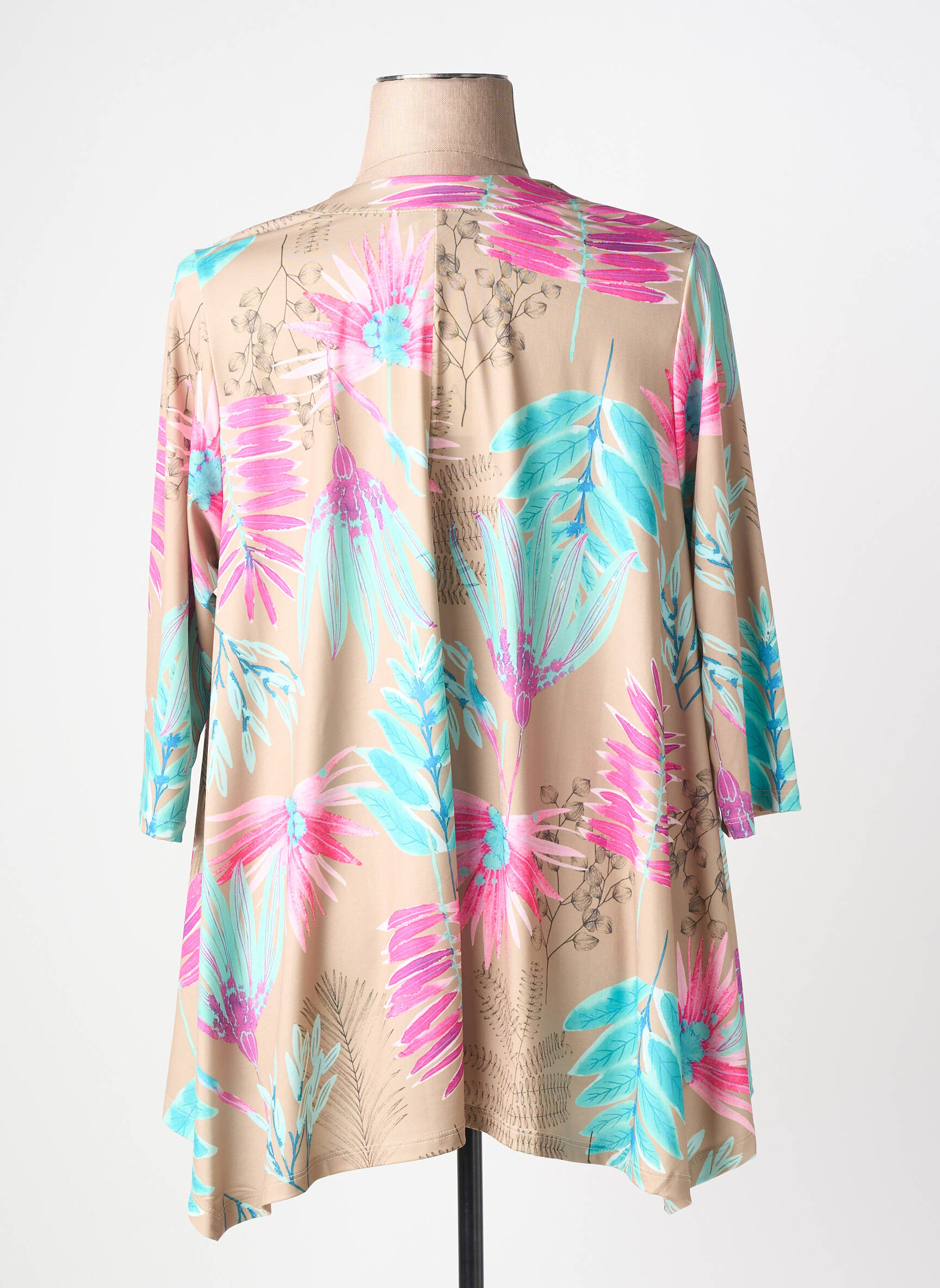 Tunique manches longues imprimé fantaisie beige KYZAA femme