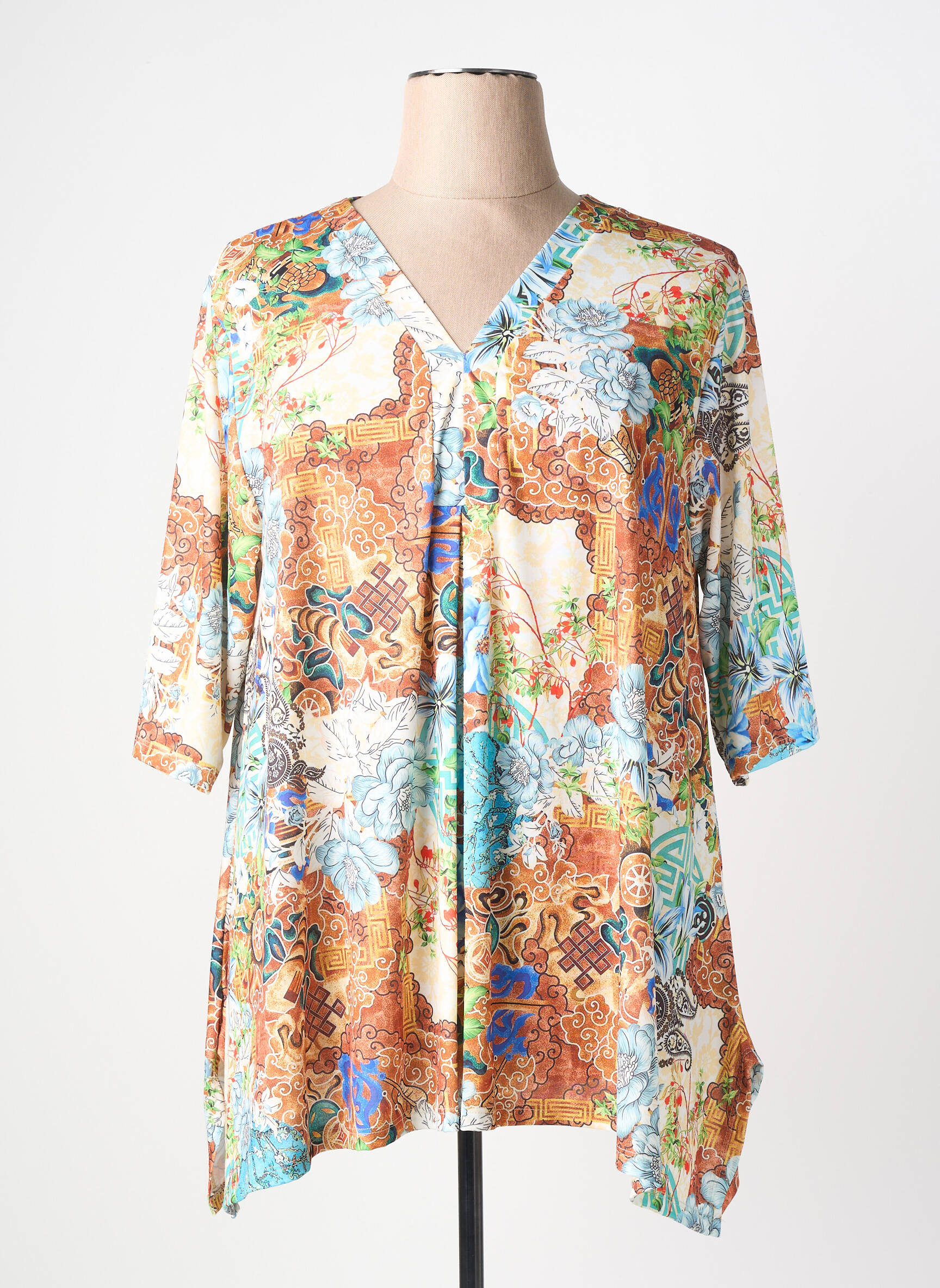 Top stretch manches 3/4 orange KYZAA femme