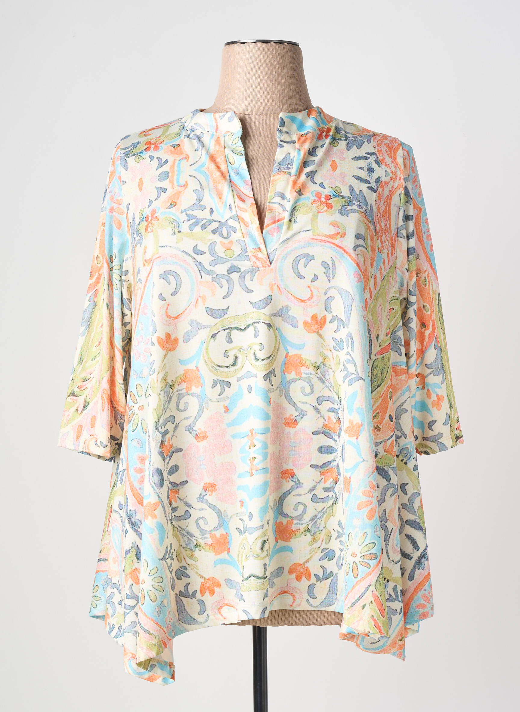 Tunique manches longues imprimé fantaisie orange KYZAA femme