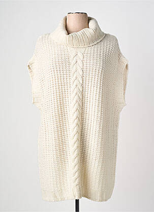Pull tunique maille tricot manches courtes beige YESTA femme