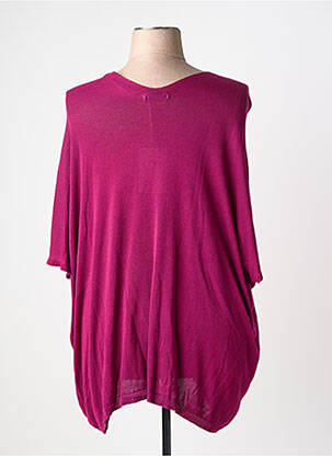 Pull tunique maille fine manches courtes violet C'MELODIE femme