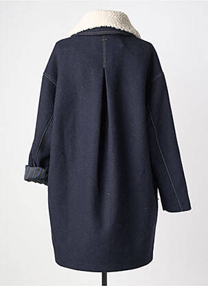 Manteau long coupe droite sans capuche bleu ONE STEP femme