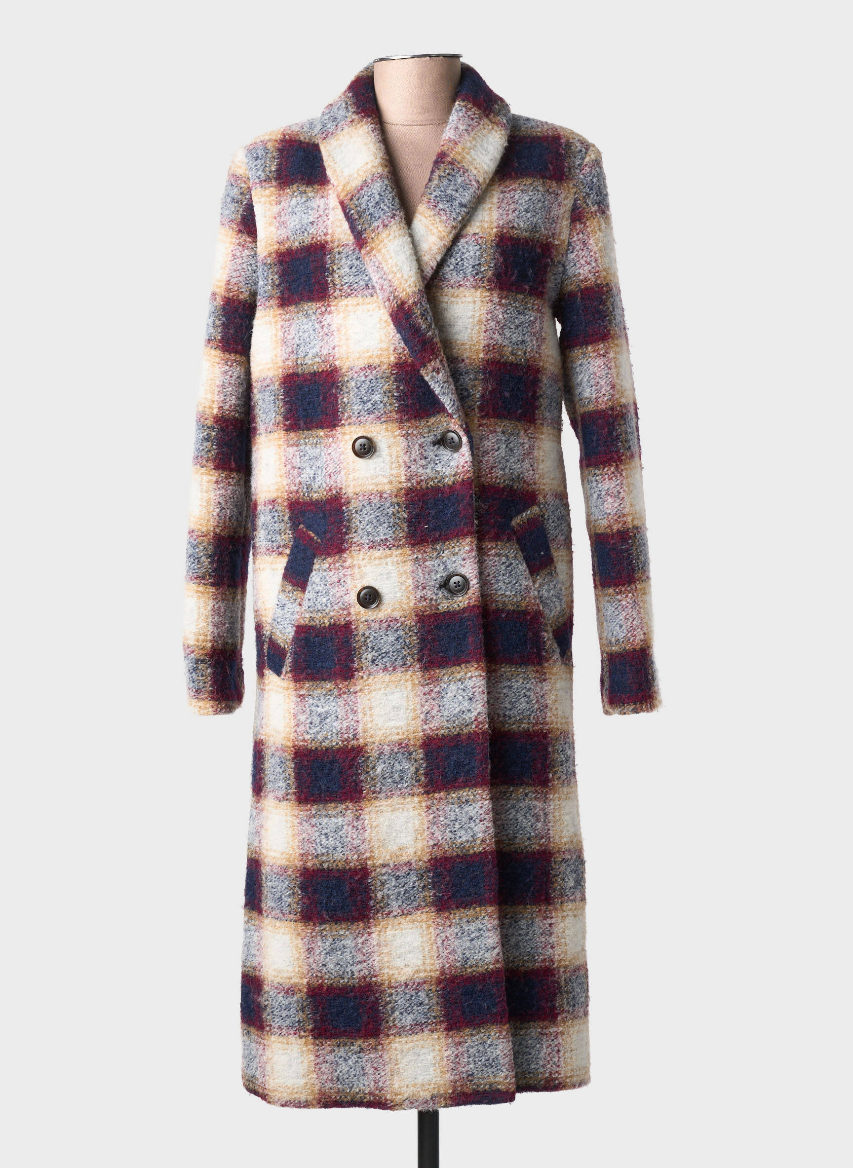 Manteau long coupe droite sans capuche violet MKT STUDIO femme