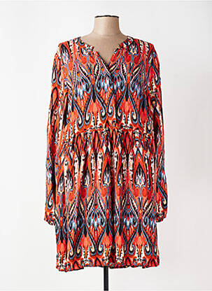 Robe mi-longue coupe fluide manches longues orange CISO femme