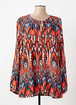 Blouse imprimé fantaisie manches longues orange CISO femme