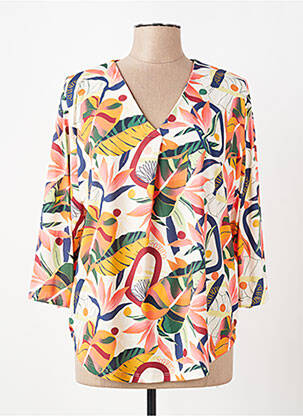 Blouse imprimé fleurs manches 3/4 jaune KYZAA femme