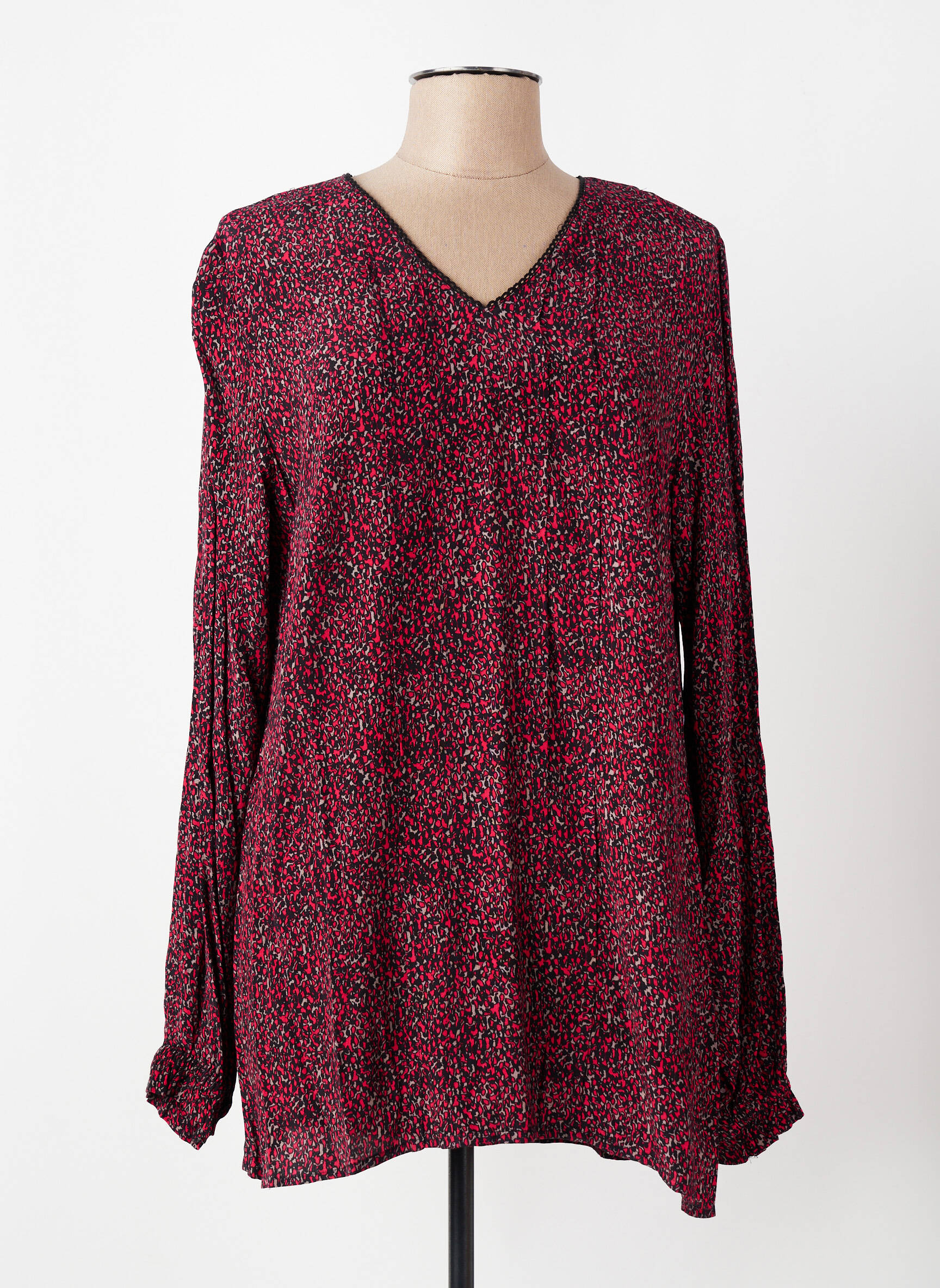 Blouse imprimé fantaisie manches longues rouge CISO femme