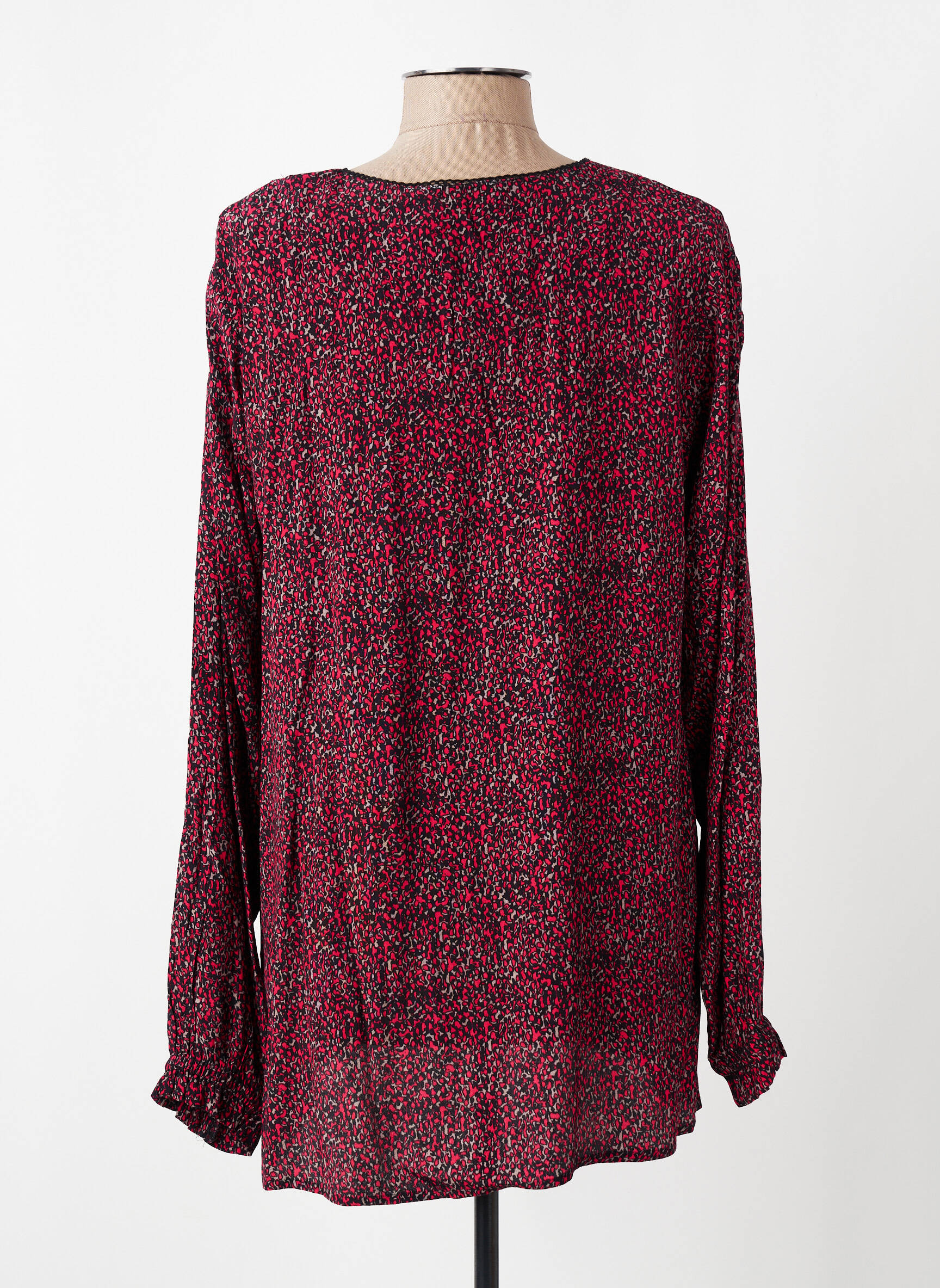 Blouse imprimé fantaisie manches longues rouge CISO femme