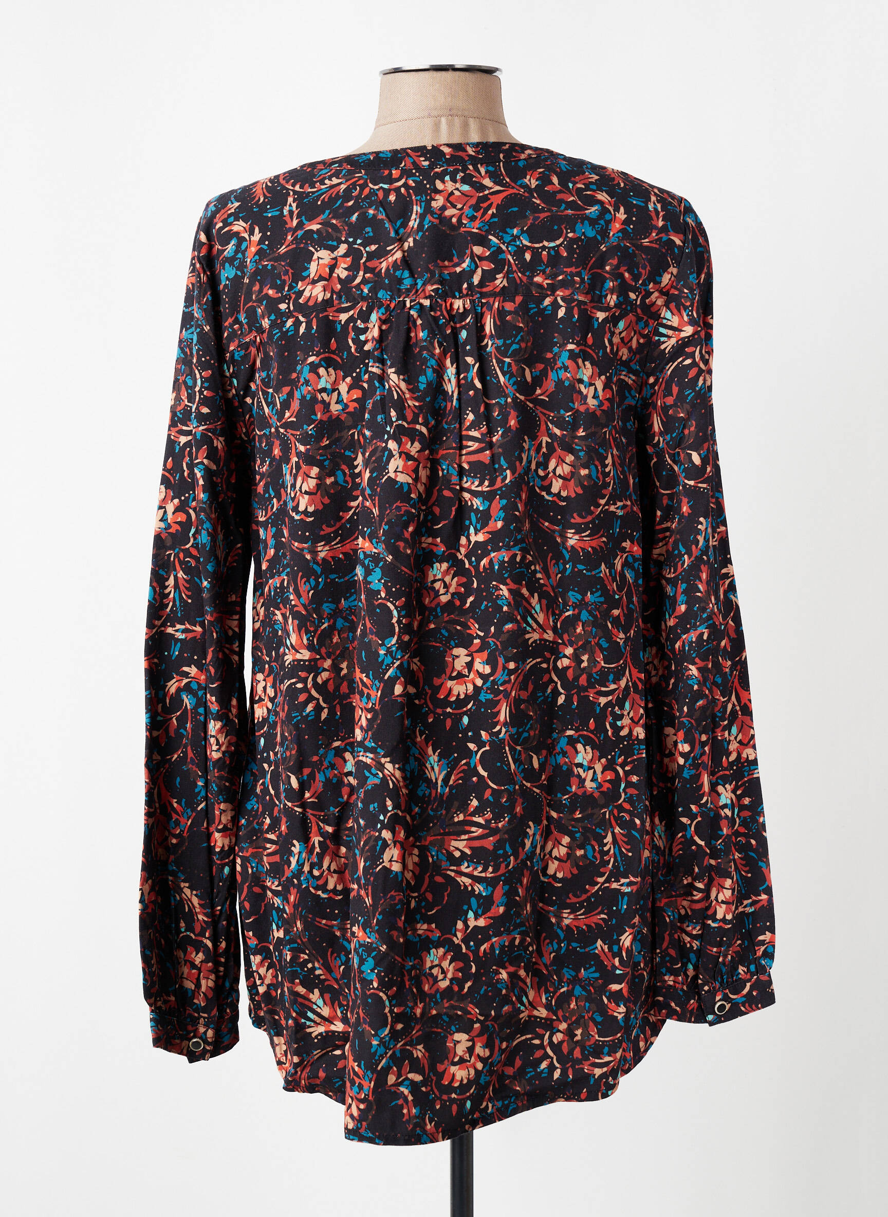 Blouse tissage popeline manches longues noir CISO femme