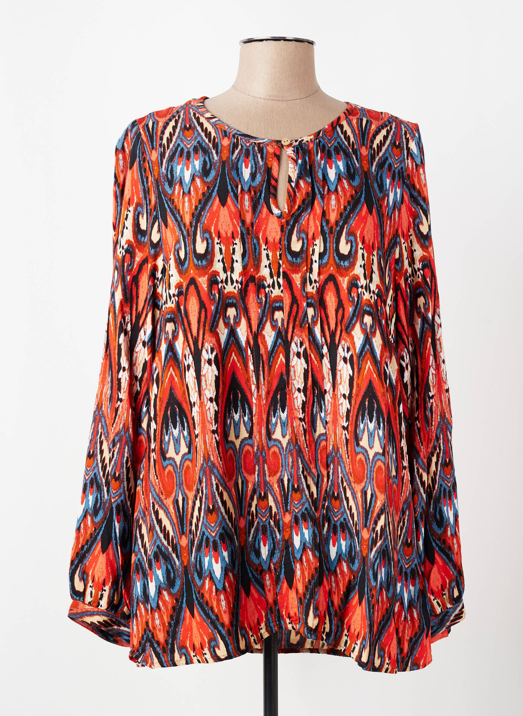 Blouse imprimé fantaisie manches longues orange CISO femme
