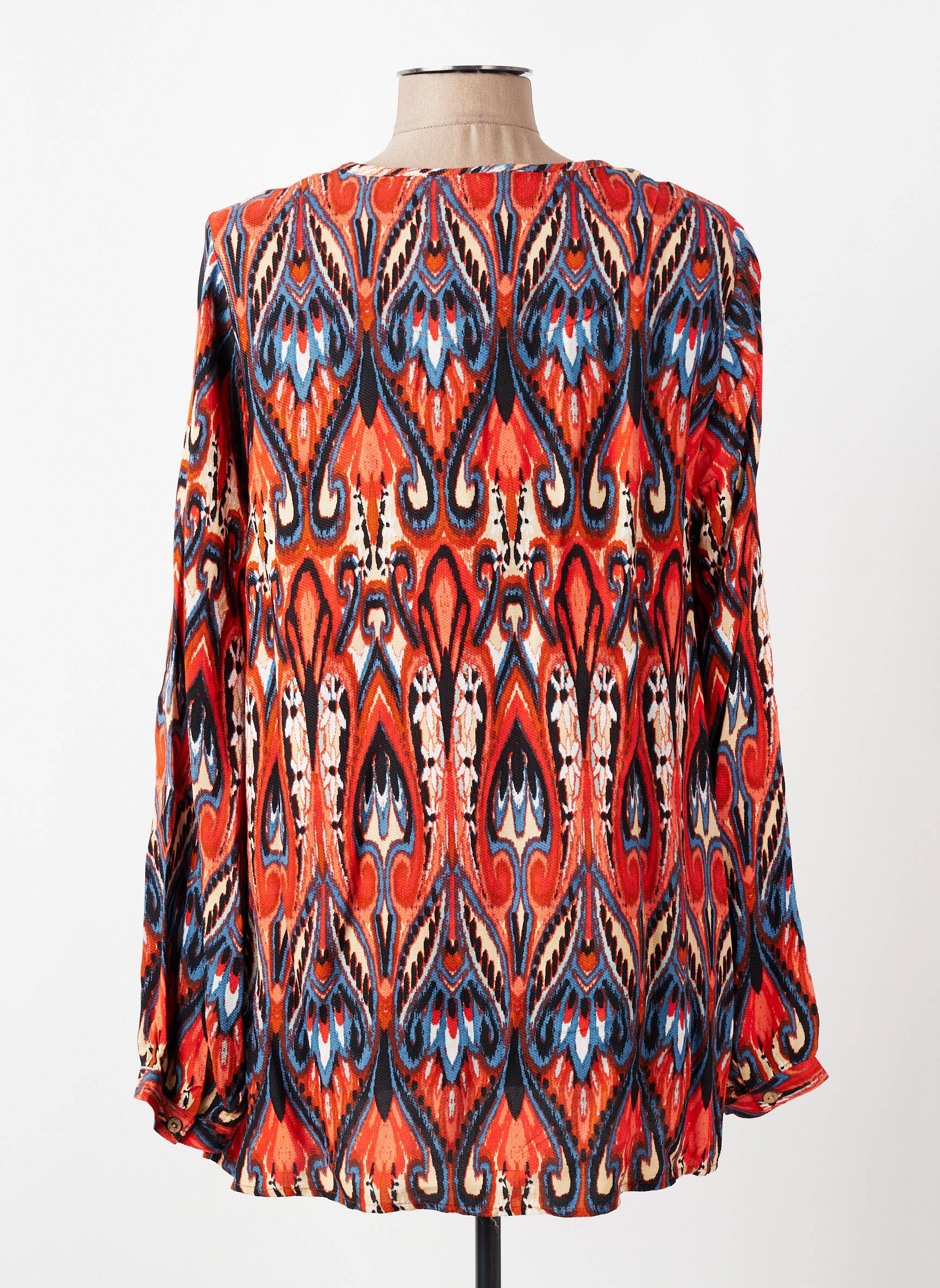 Blouse imprimé fantaisie manches longues orange CISO femme
