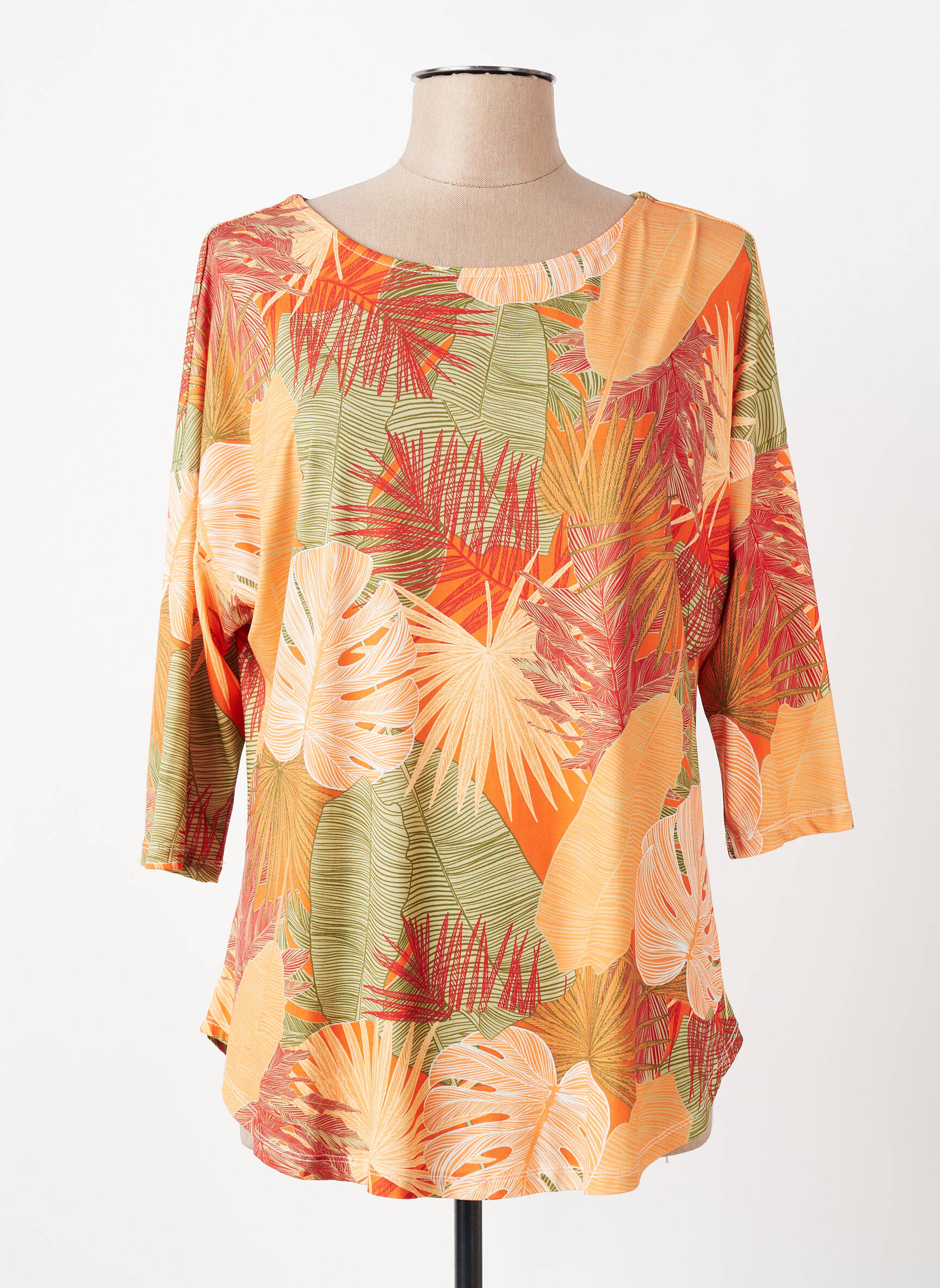 Tunique manches longues col rond orange KYZAA femme