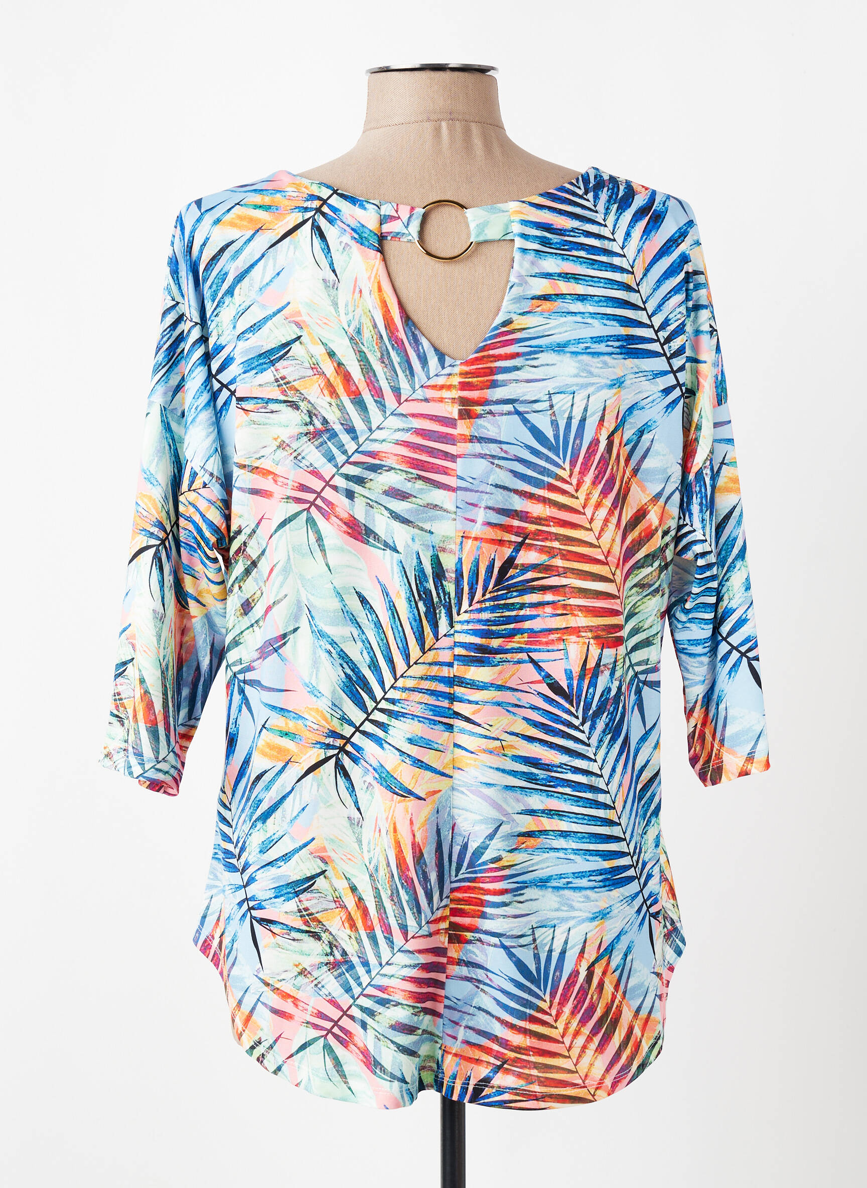 Tunique manches longues col rond bleu KYZAA femme