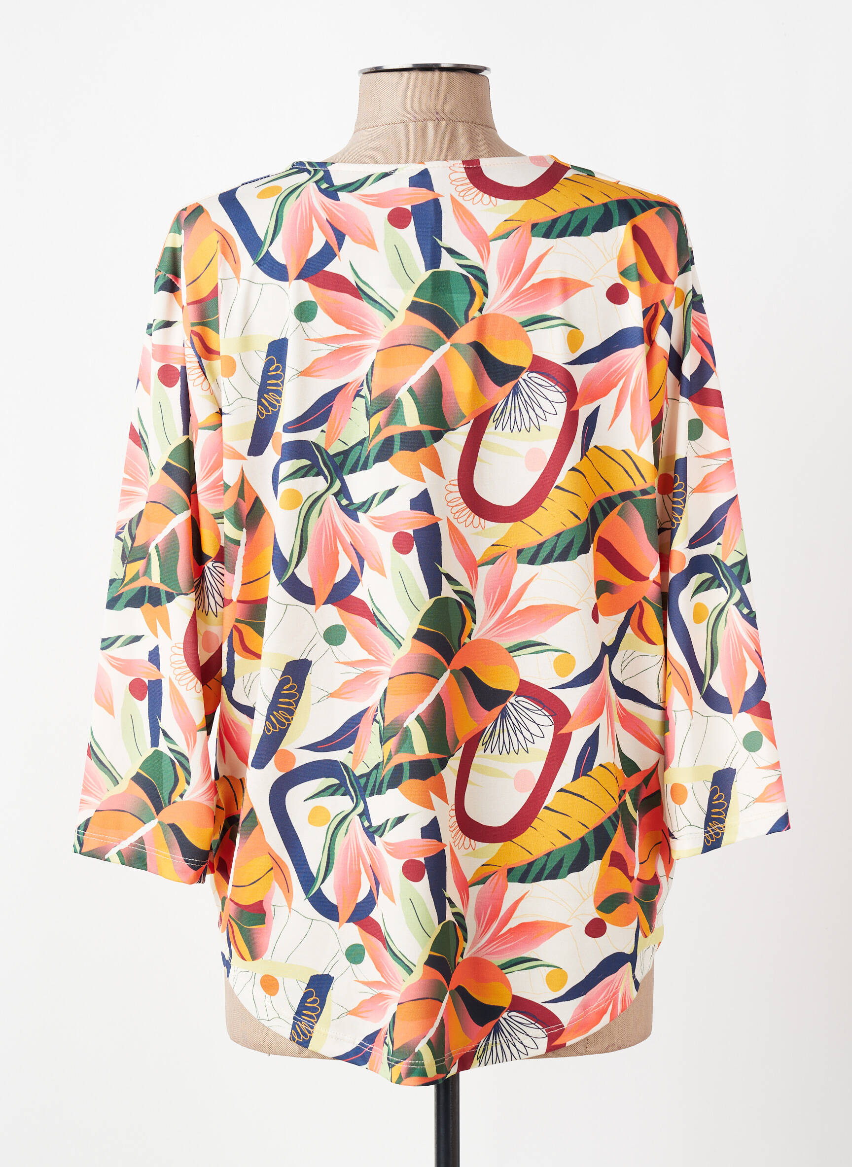 Blouse imprimé fleurs manches 3/4 jaune KYZAA femme
