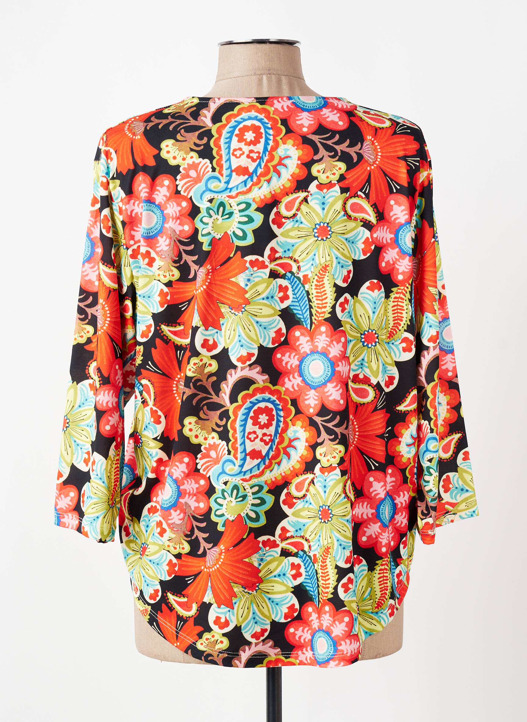 Blouse imprimé fleurs manches 3/4 rouge KYZAA femme