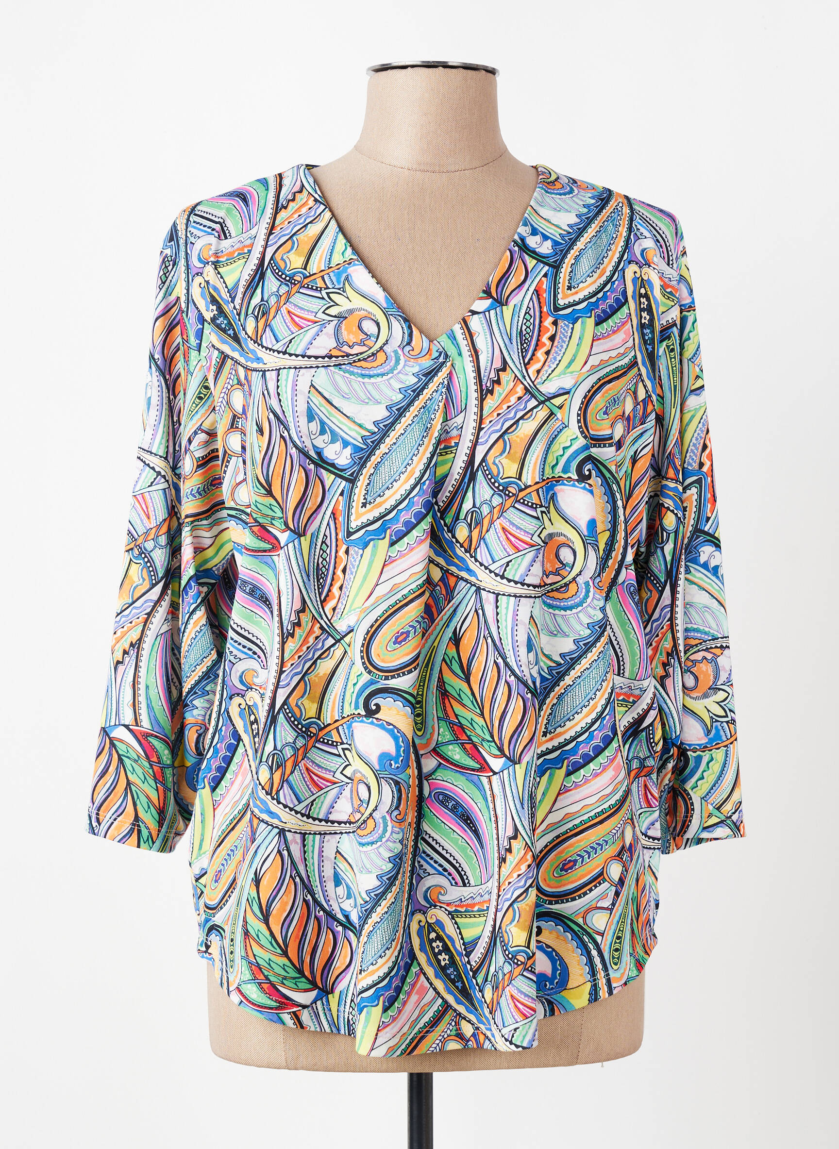Blouse manches 3/4 manches 3/4 bleu KYZAA femme