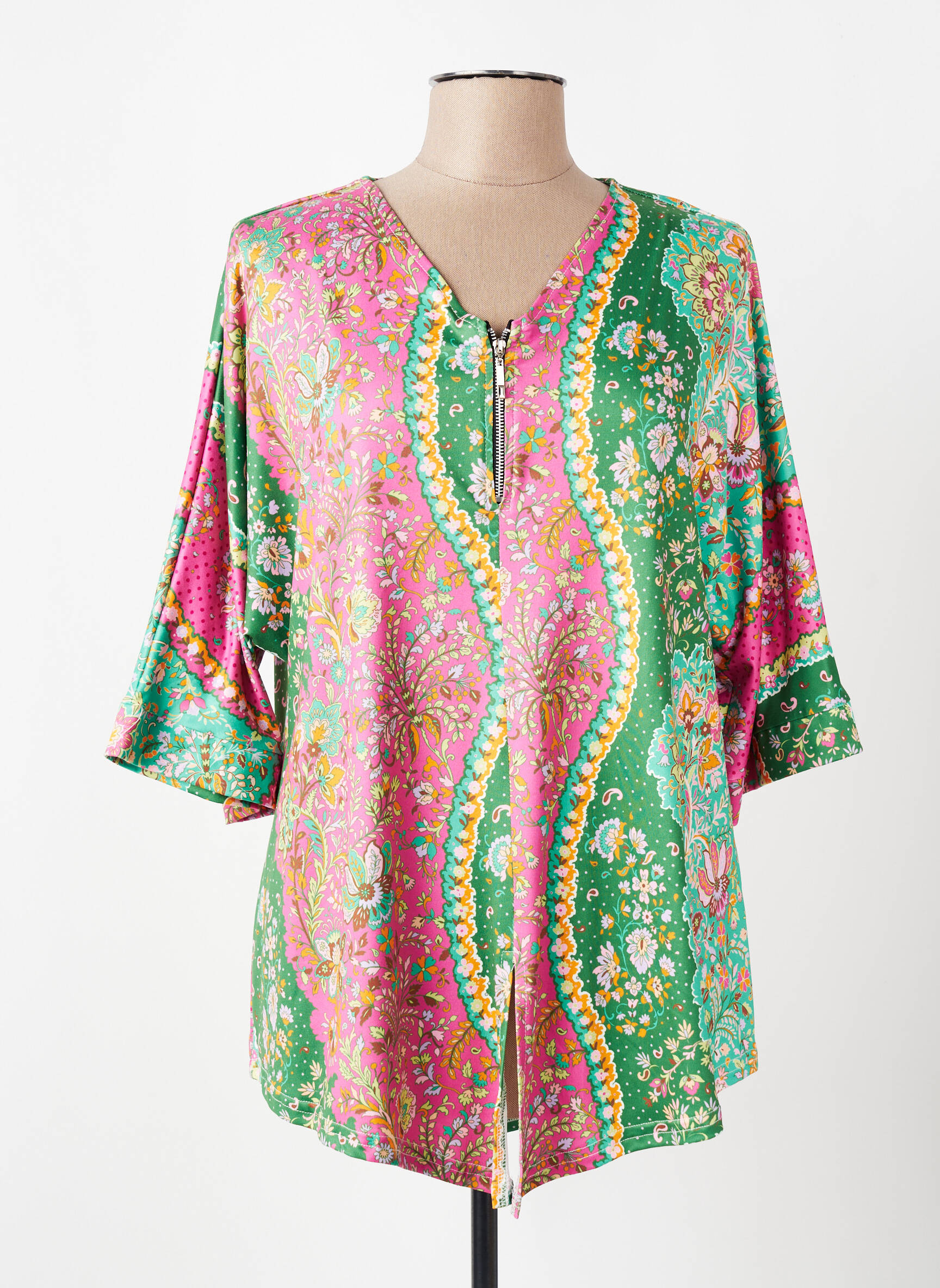Tunique manches courtes tissage jersey rose KYZAA femme