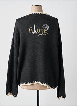 Pull coupe droite manches longues noir AU SOLEIL DE ST TROPEZ femme