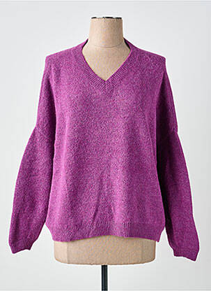 Pull col v manches longues violet EMME M femme