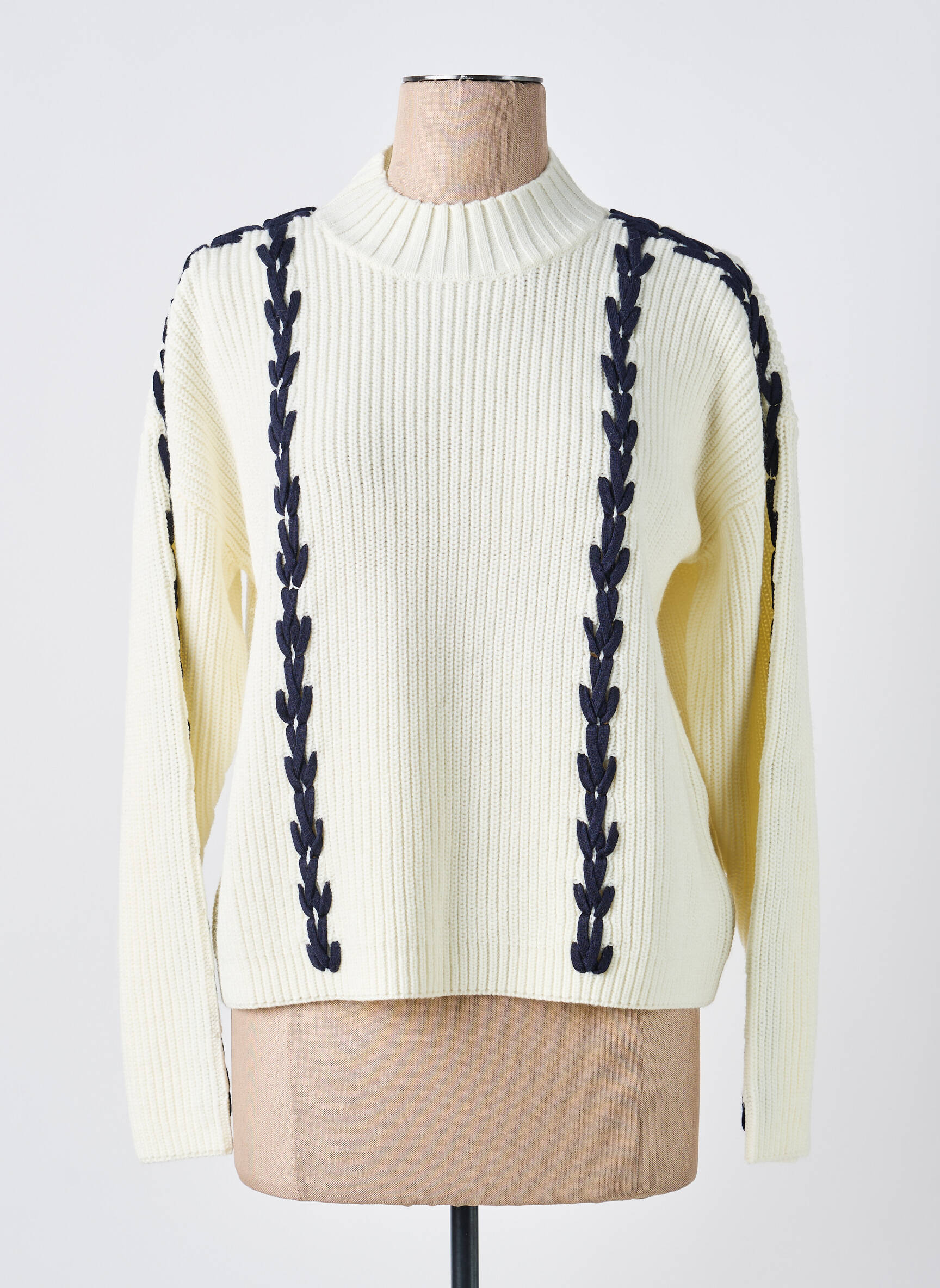 Pull coupe droite manches longues beige CAROLINE BISS femme