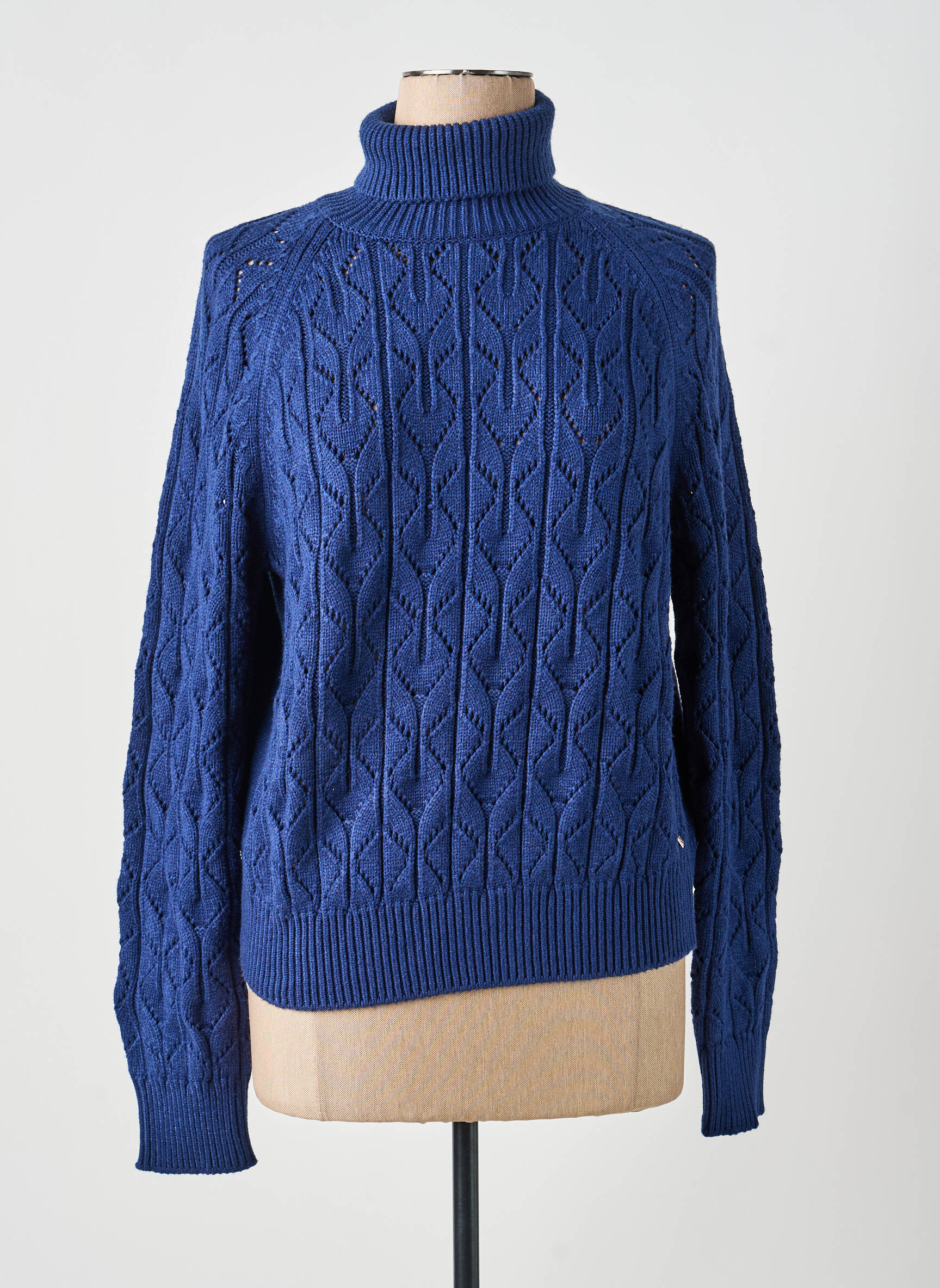 Pull col roulé stretch manches longues bleu KOCCA femme