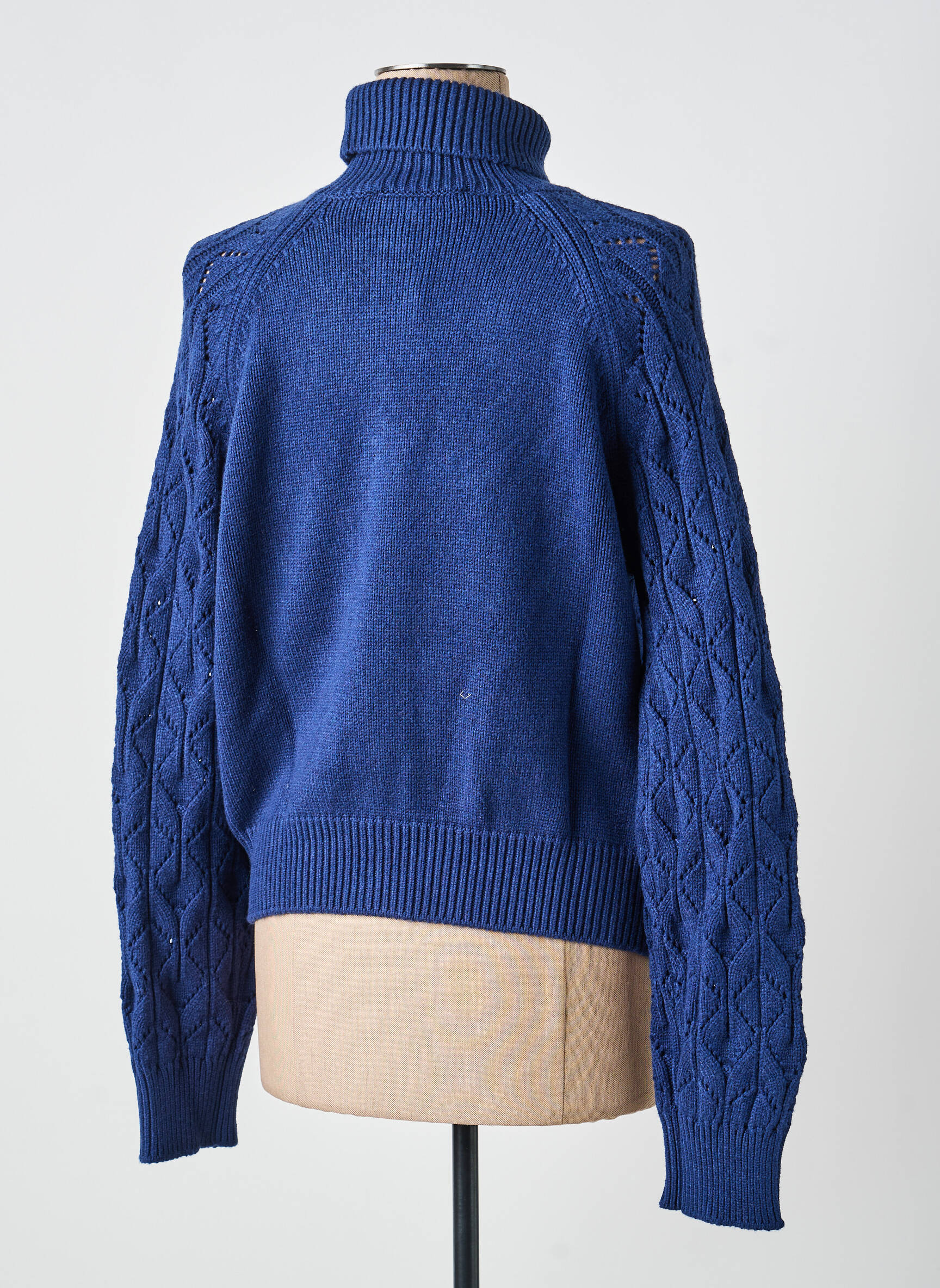 Pull col roulé stretch manches longues bleu KOCCA femme