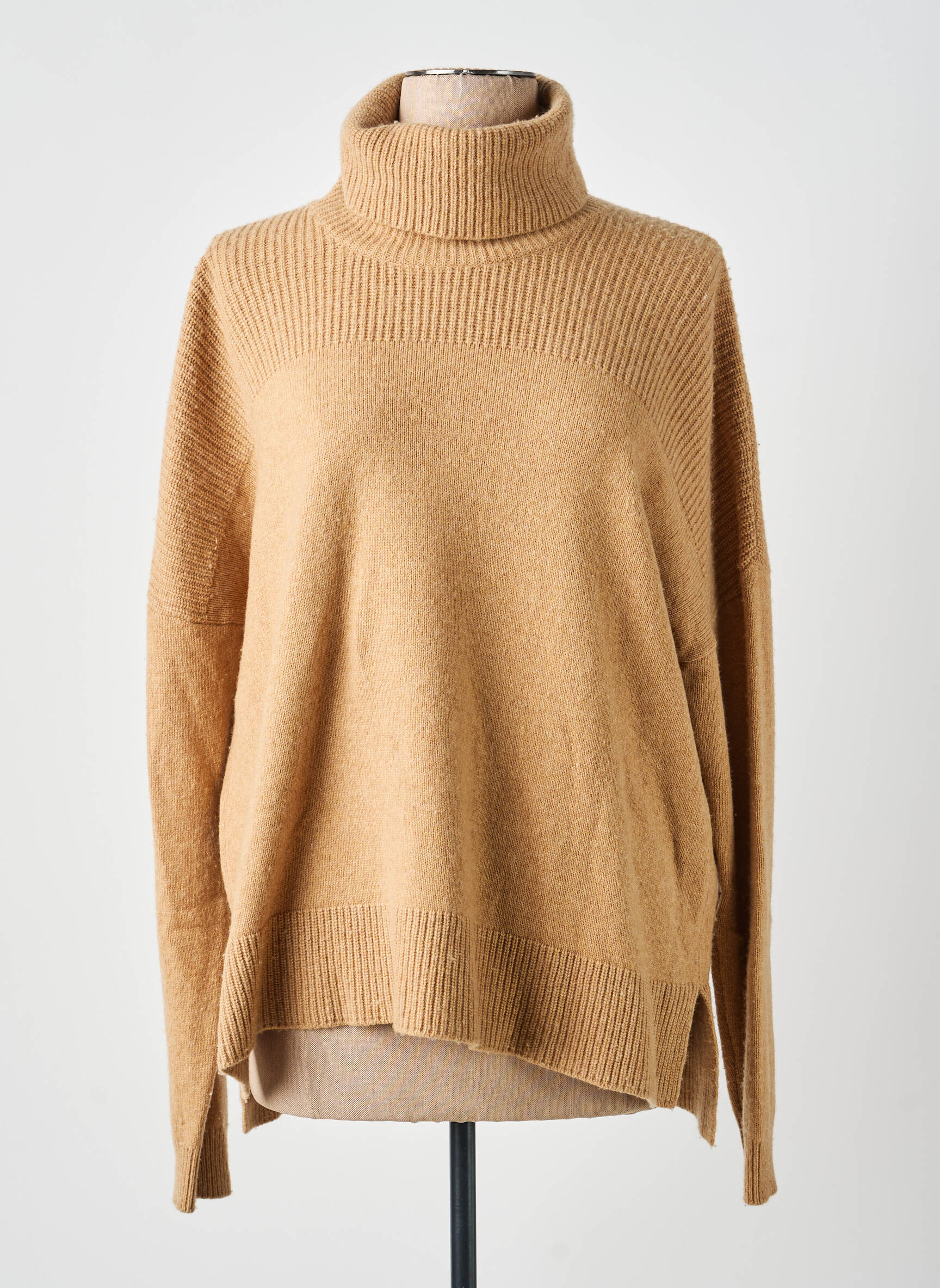 Pull col roulé coupe droite manches longues beige LIU JO femme