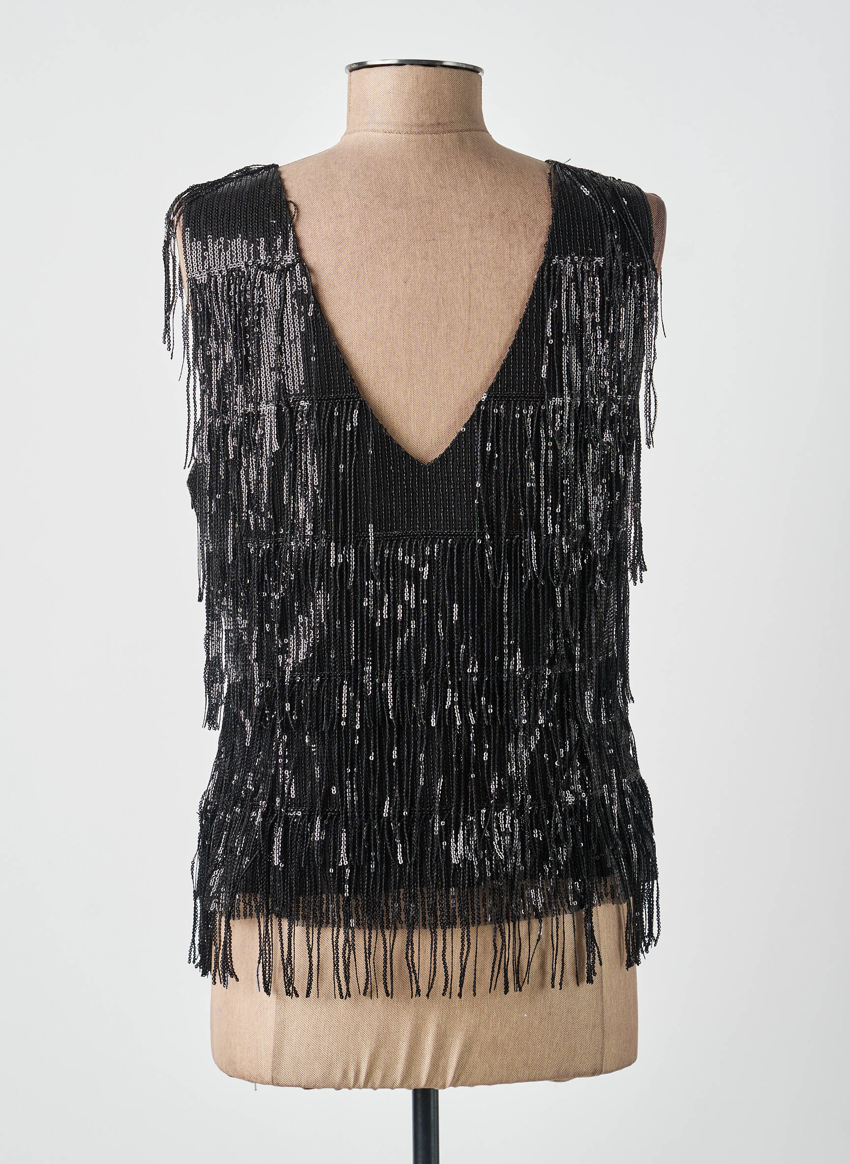 Top col v sans manche noir NATHALIE CHAIZE femme