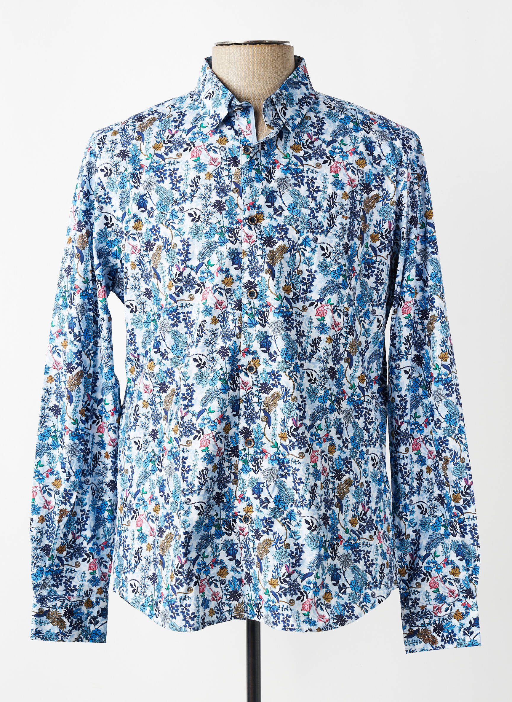 Chemise manches longues poches bleu BENSON & CHERRY homme