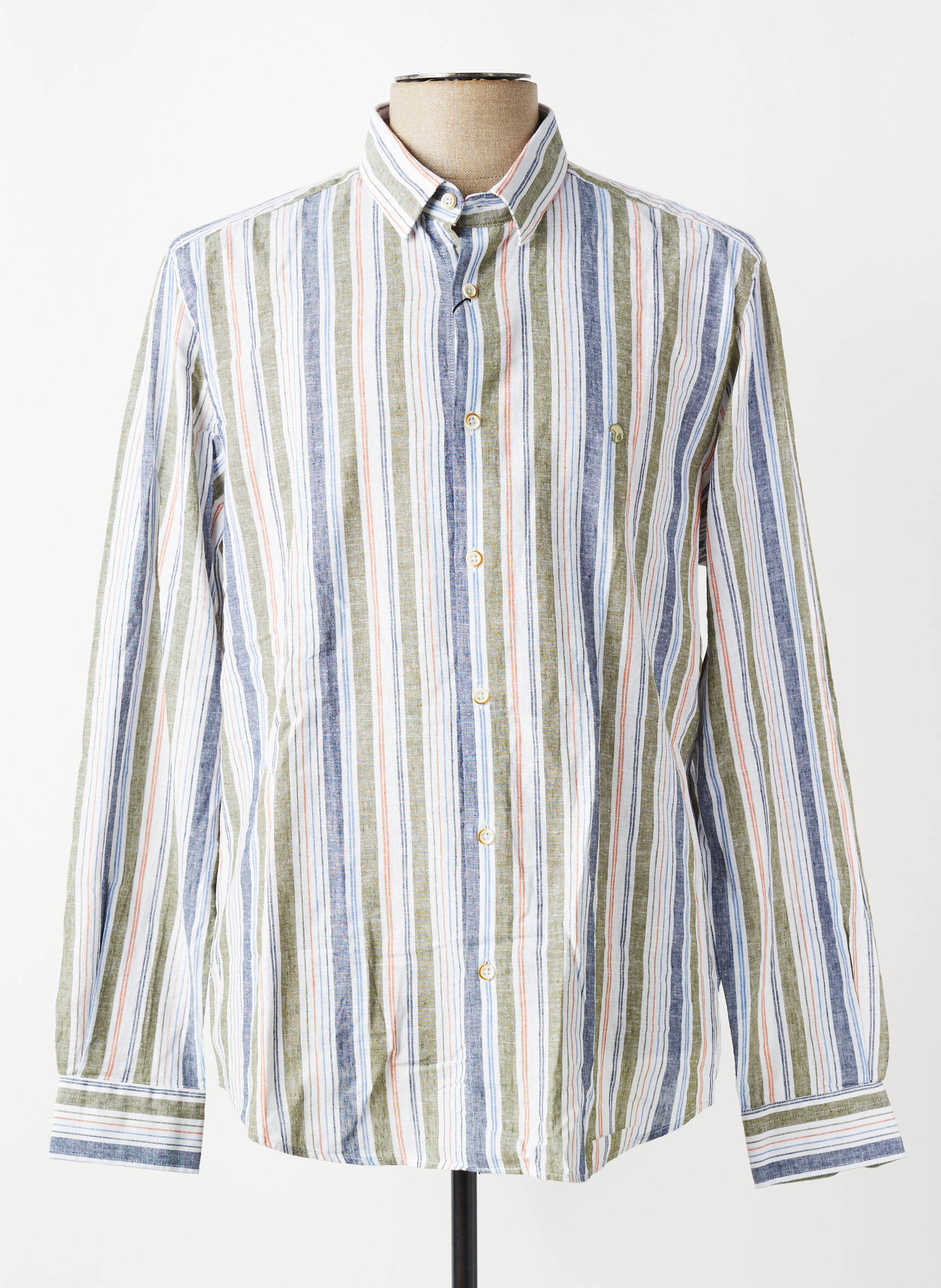 Chemise manches longues imprimé rayures vert BENSON & CHERRY homme