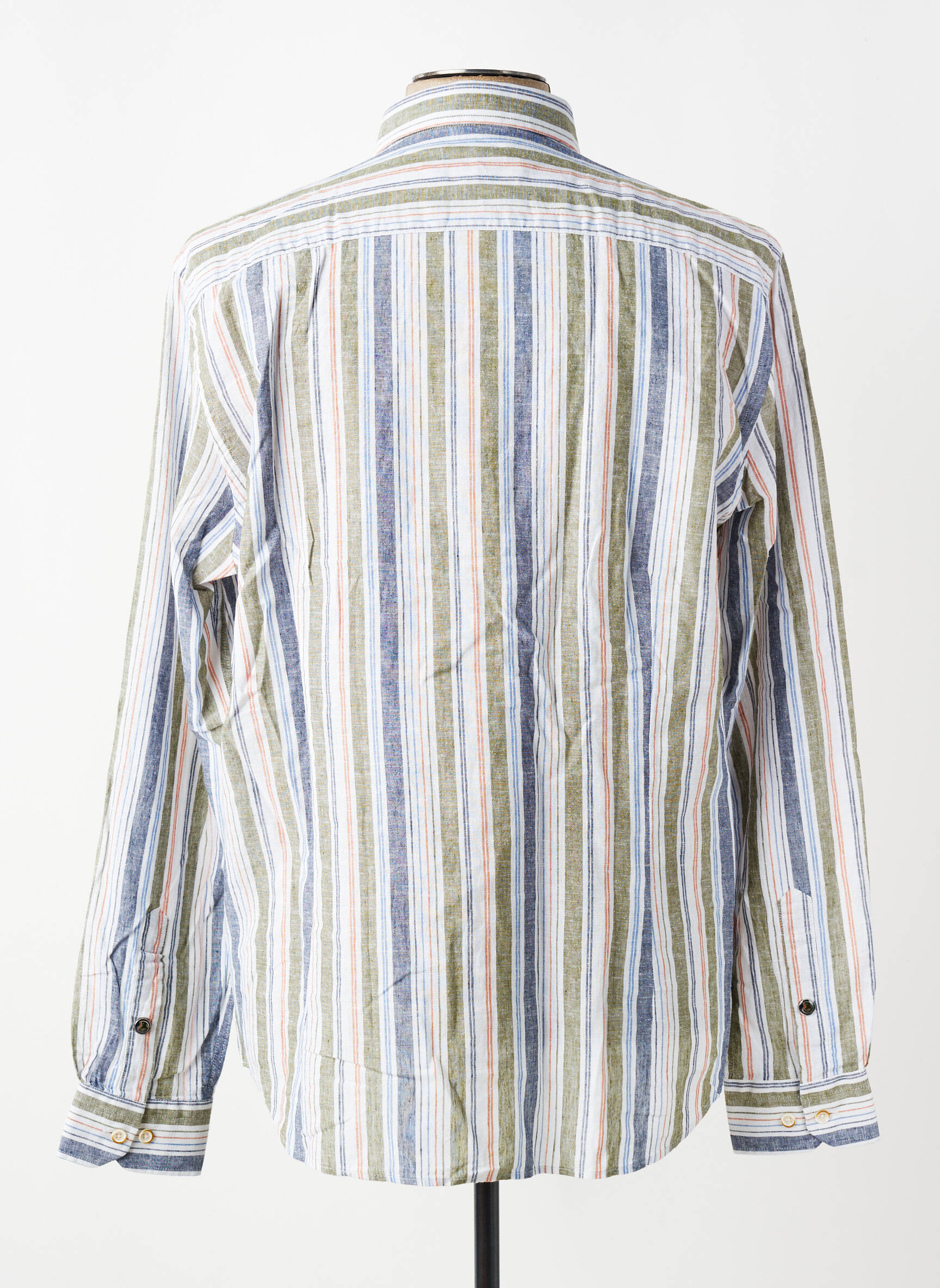 Chemise manches longues imprimé rayures vert BENSON & CHERRY homme