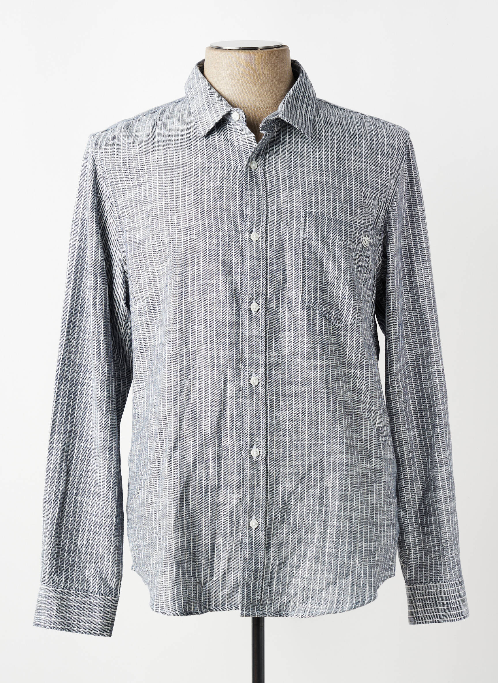 Chemise manches longues imprimé rayures bleu FREEMAN T.PORTER homme