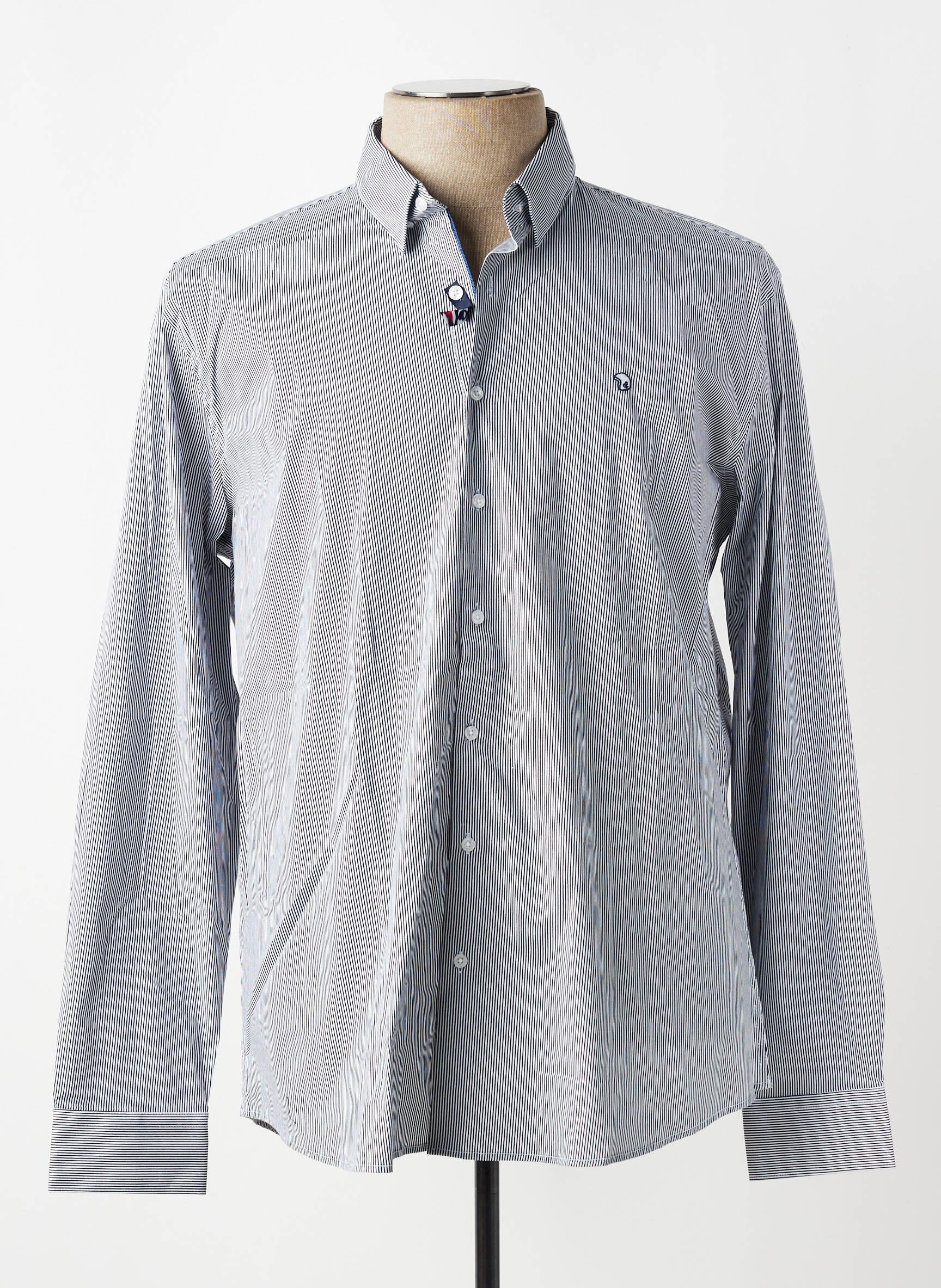 Chemise manches longues imprimé rayures bleu BENSON & CHERRY homme