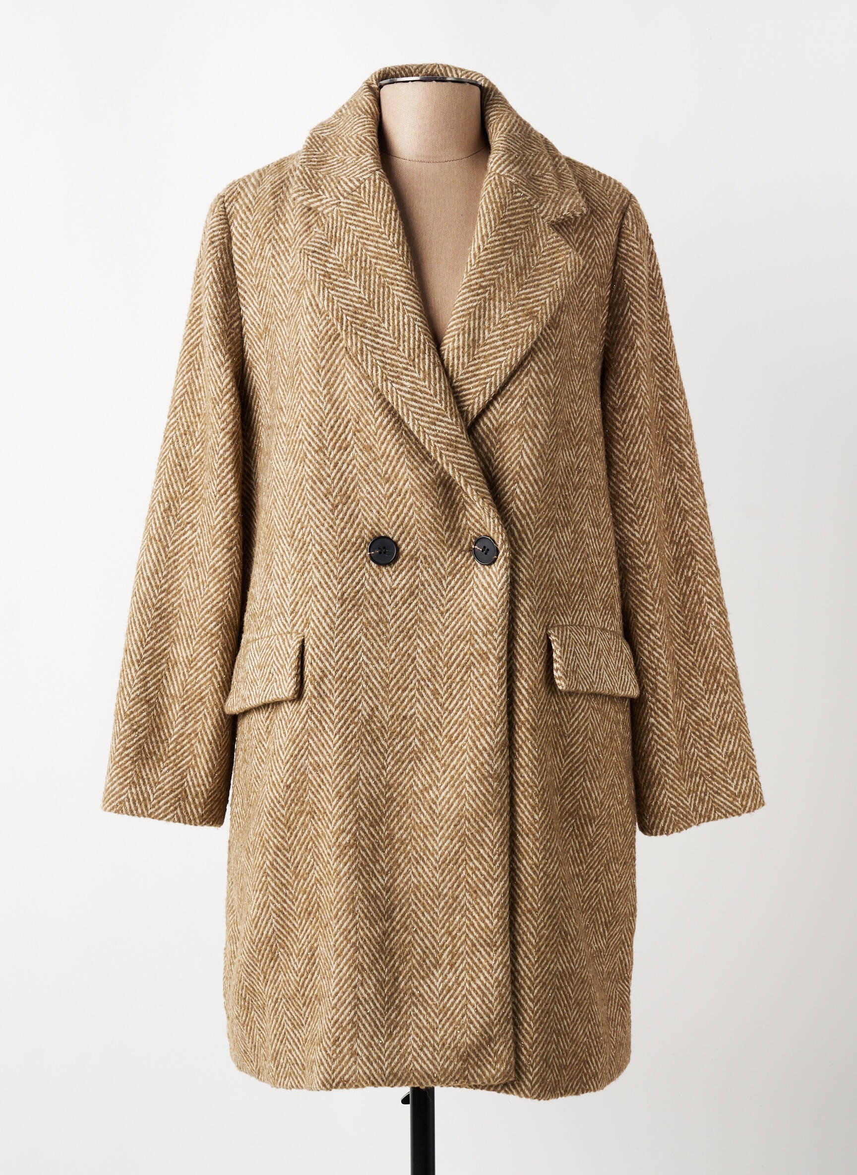 Manteau long coupe droite sans capuche beige MOLLY BRACKEN femme