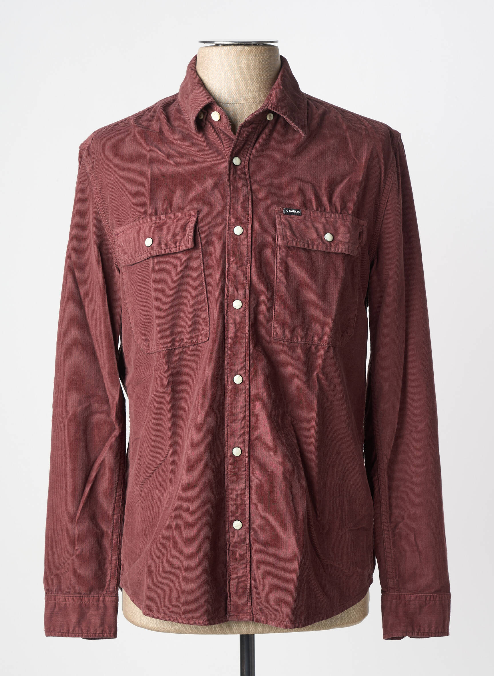 Chemise manches longues poches marron GARCIA homme