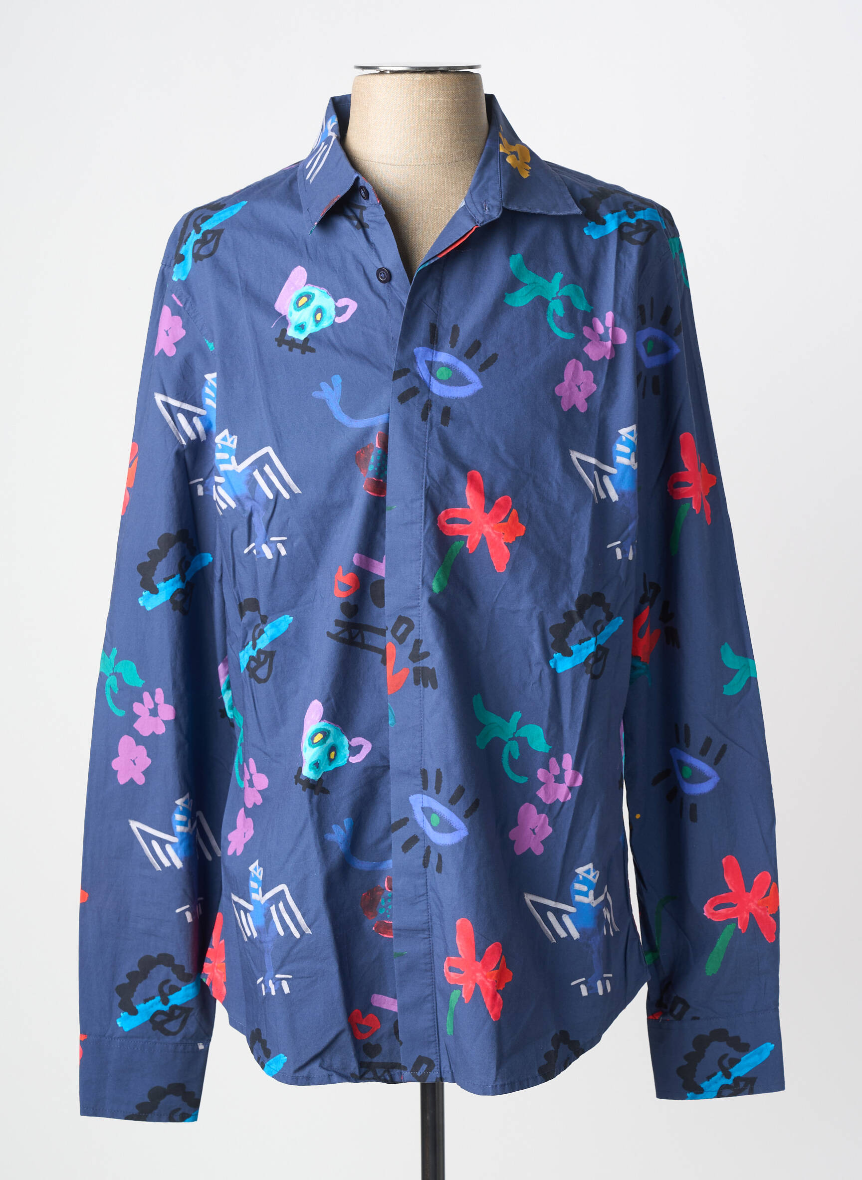 Chemise manches longues imprimé fantaisie bleu DESIGUAL homme
