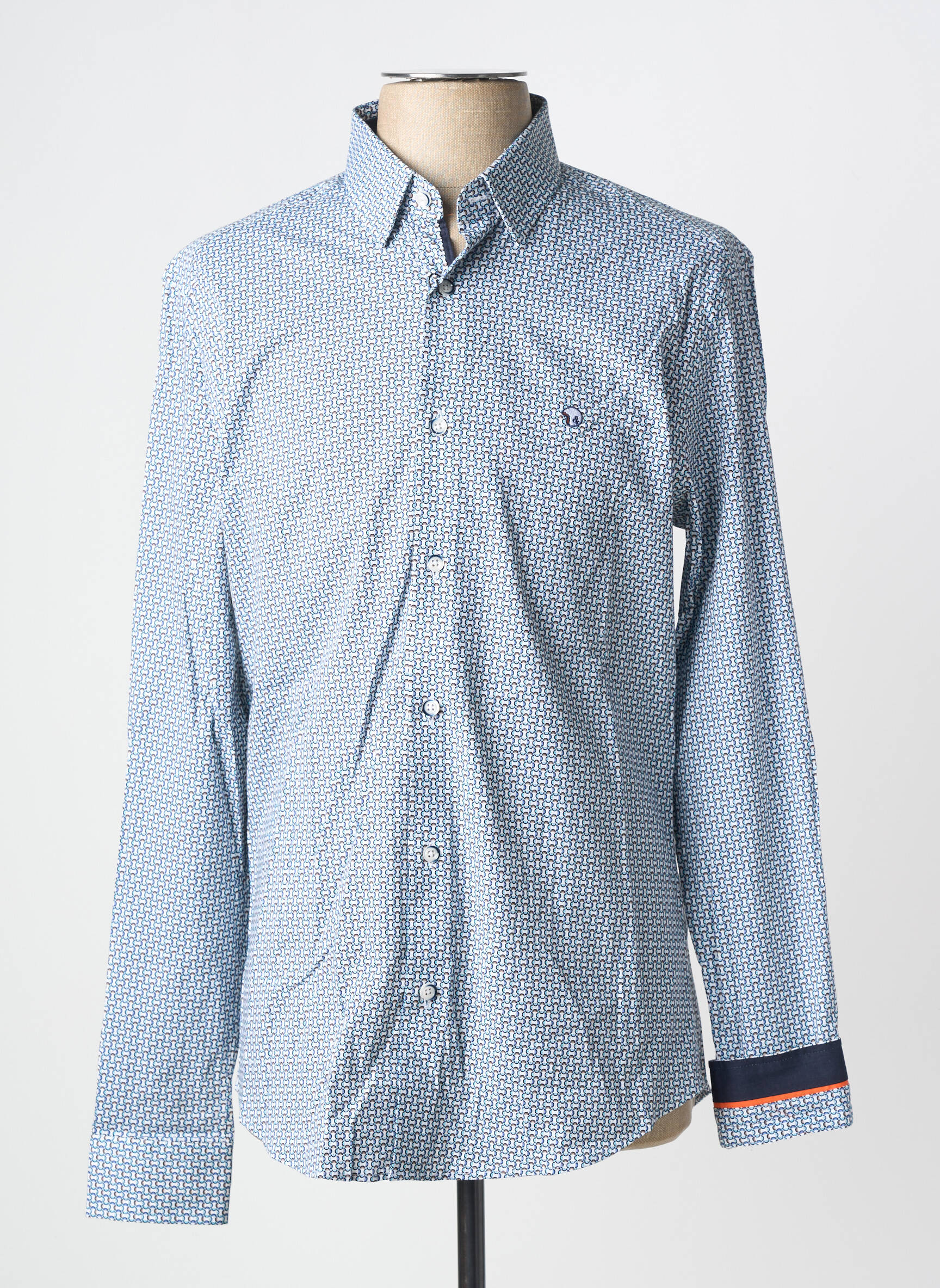 Chemise manches longues imprimé fantaisie bleu BENSON & CHERRY homme
