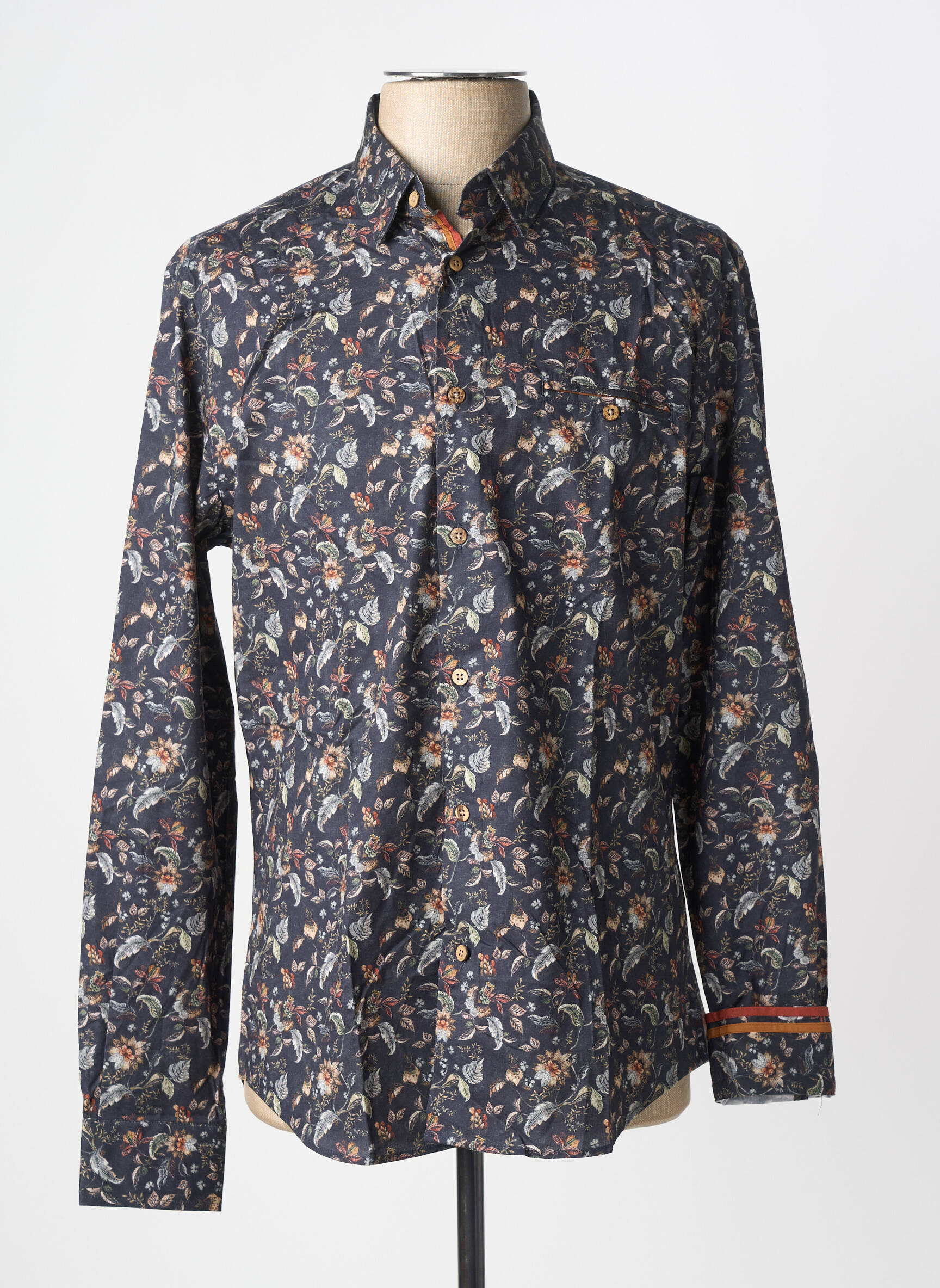 Chemise manches longues imprimé fantaisie gris BENSON & CHERRY homme
