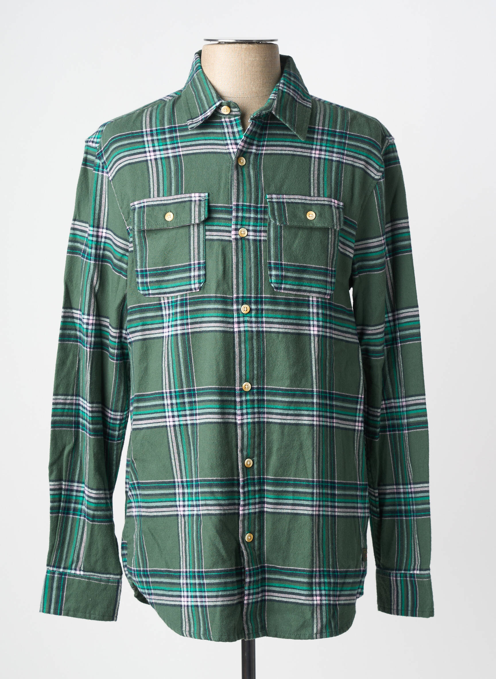 Chemise manches longues poches vert SCOTCH & SODA homme