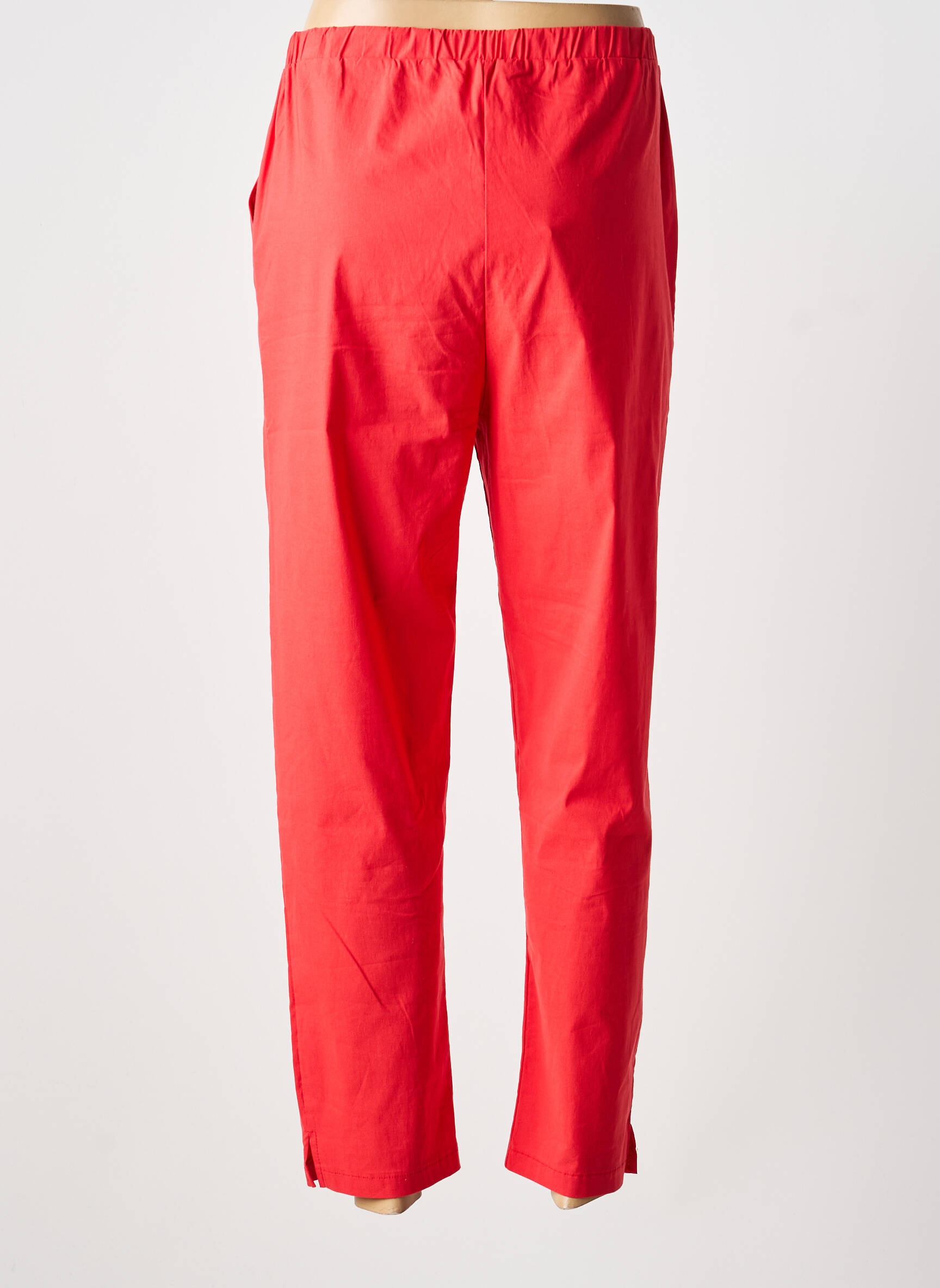 Pantalon droit stretch taille normale orange FRANCK ANNA femme